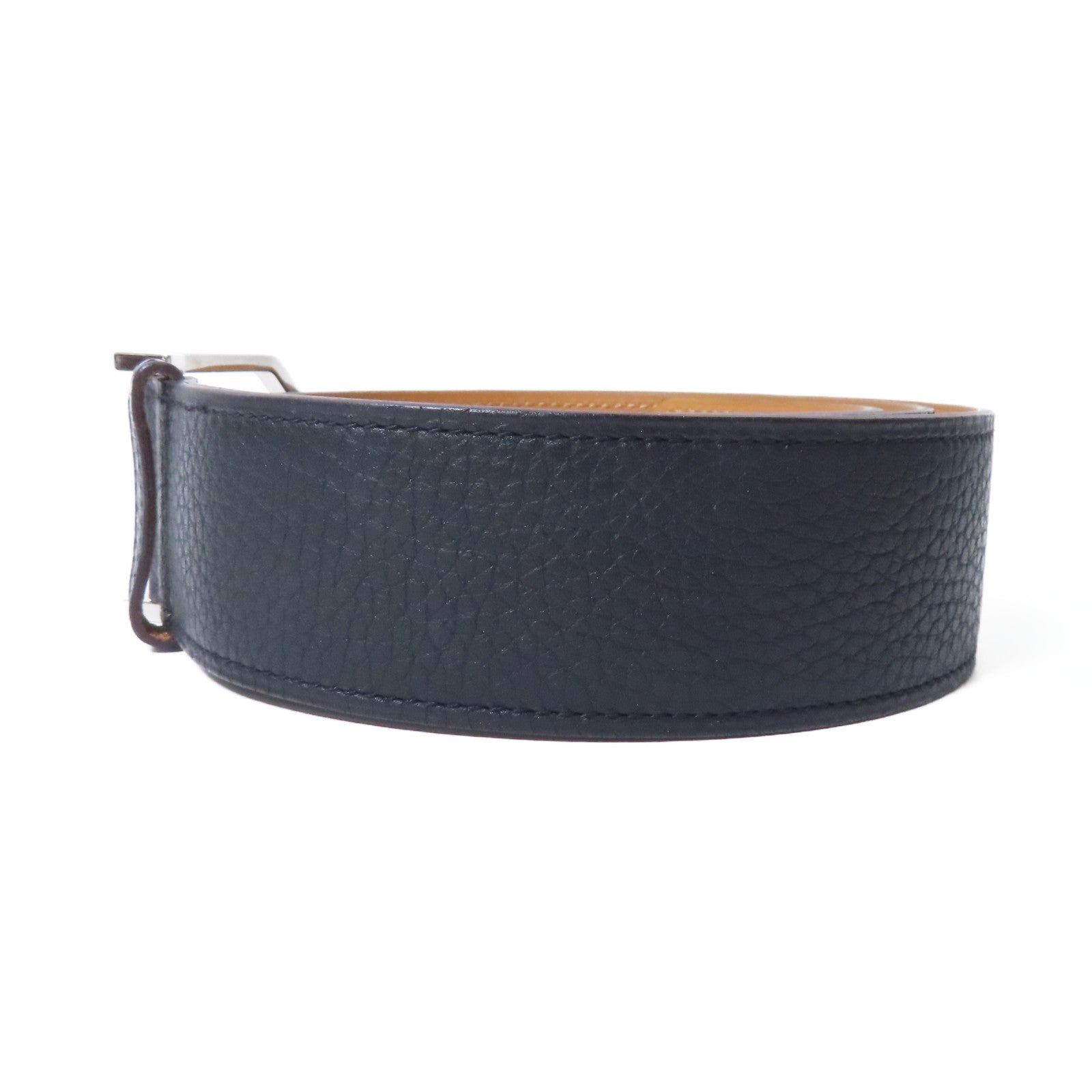 HERMES 牛皮皮革Belt銀扣皮帶黑色