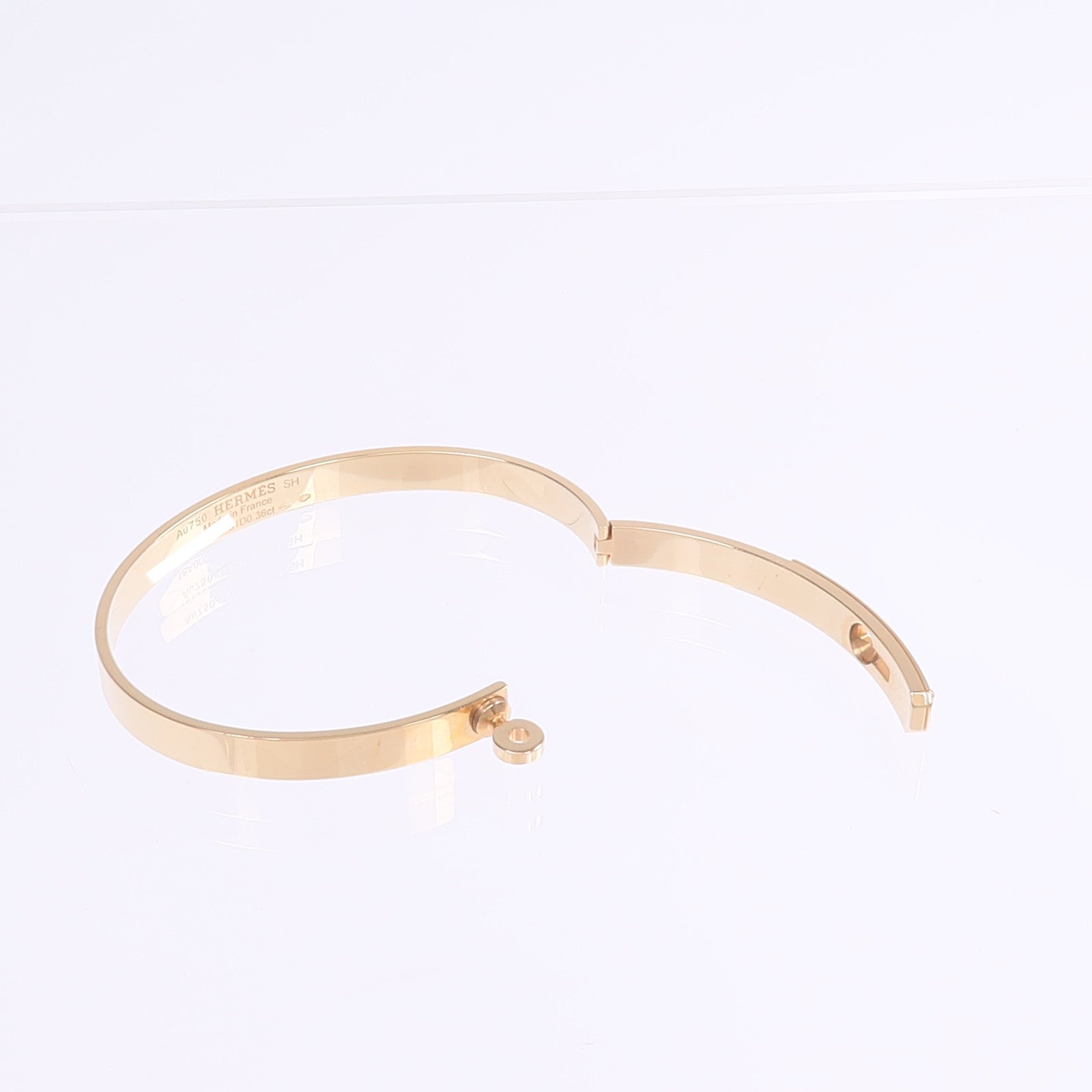 HERMES 18K玫瑰金Kelly Bracelet鑽石手鐲