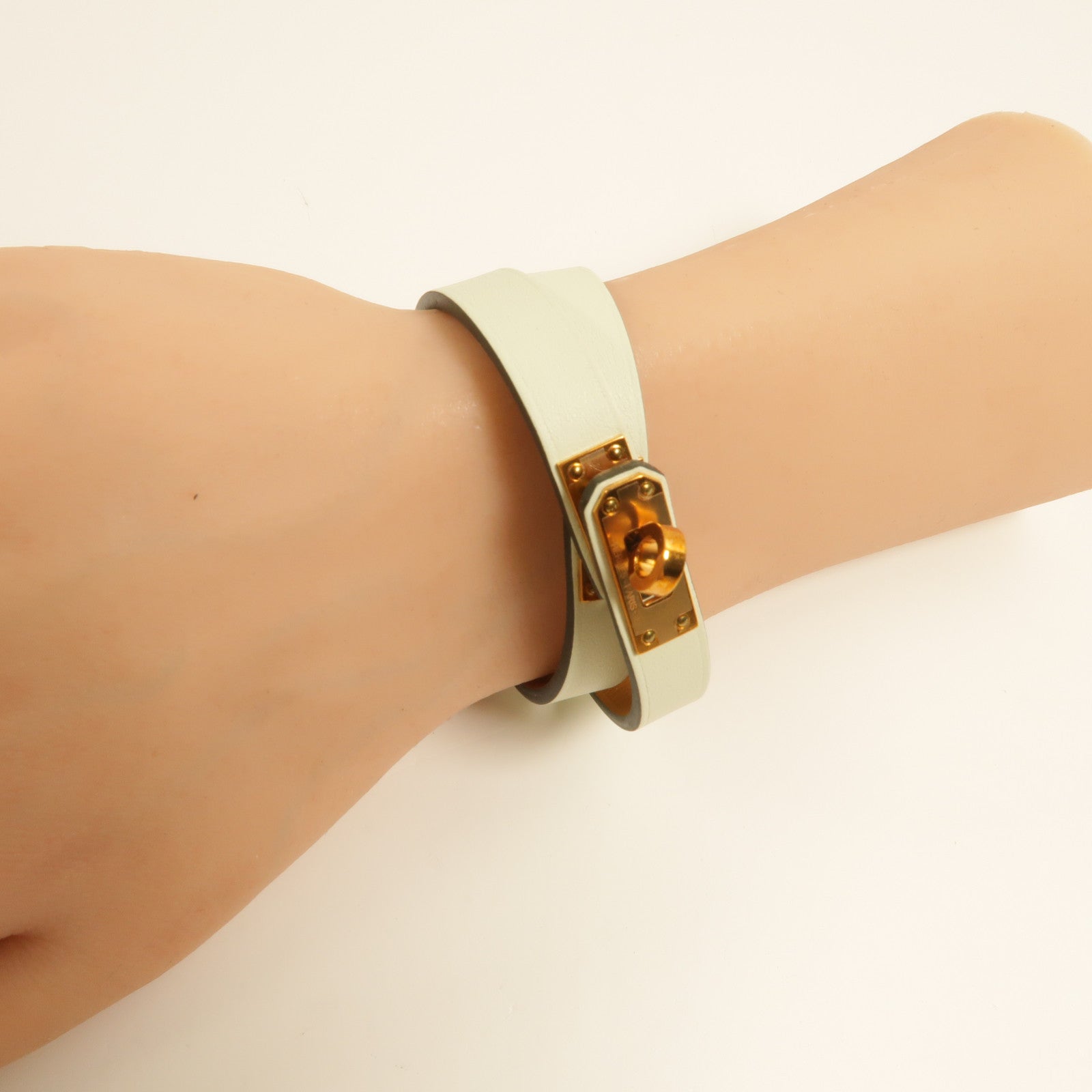 HERMES Swift皮革Mini Kelly Double Tour手帶Vert Criquet