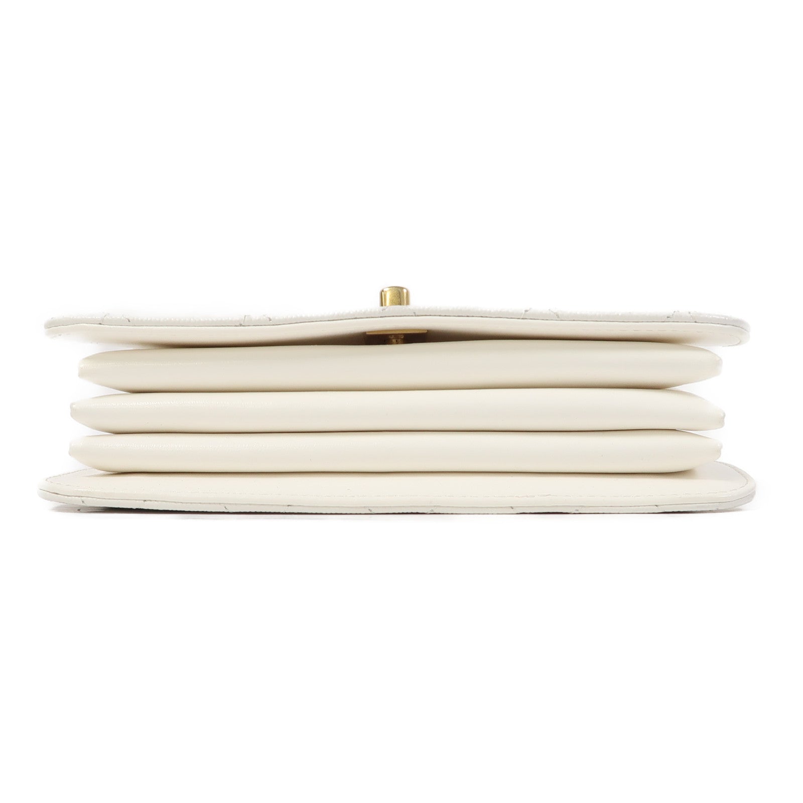 CHANEL 菱格Caviar皮革Shoulder Bag金扣手挽肩背兩用袋白色