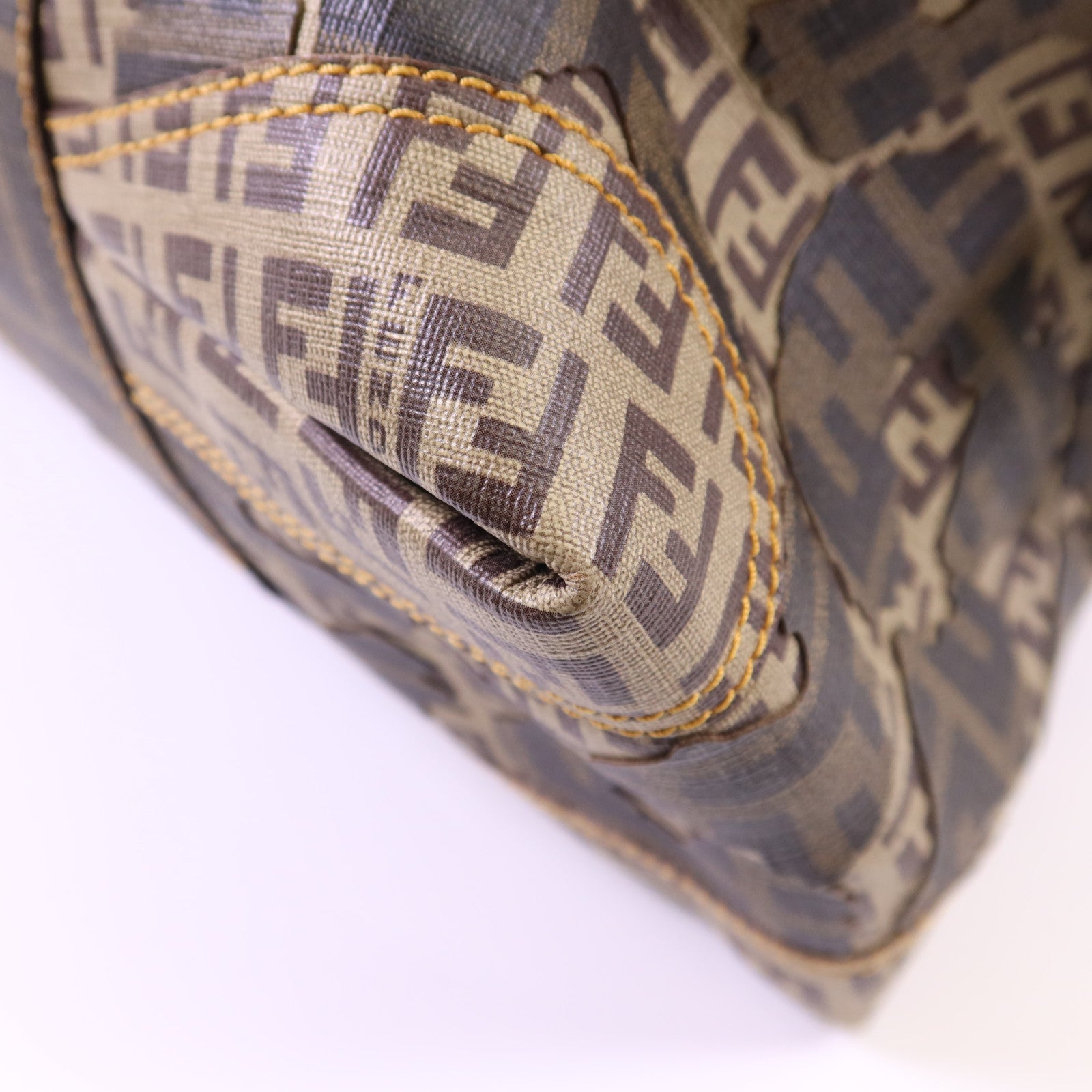 FENDI 塗層帆布Zucca Camo Patchwork Boston Bag肩背袋