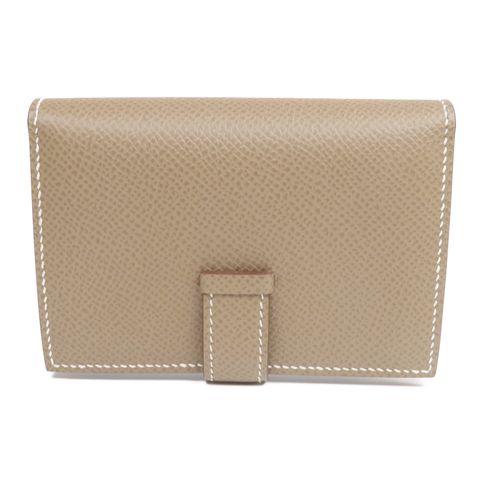 HERMES 【激減優惠】Epsom皮革Bearn Mini Wallet金扣錢包Etoupe