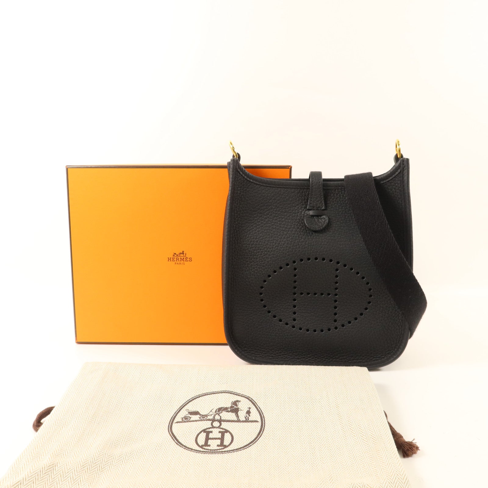 HERMES Clemence皮革Evelyne TPM肩背袋Noir