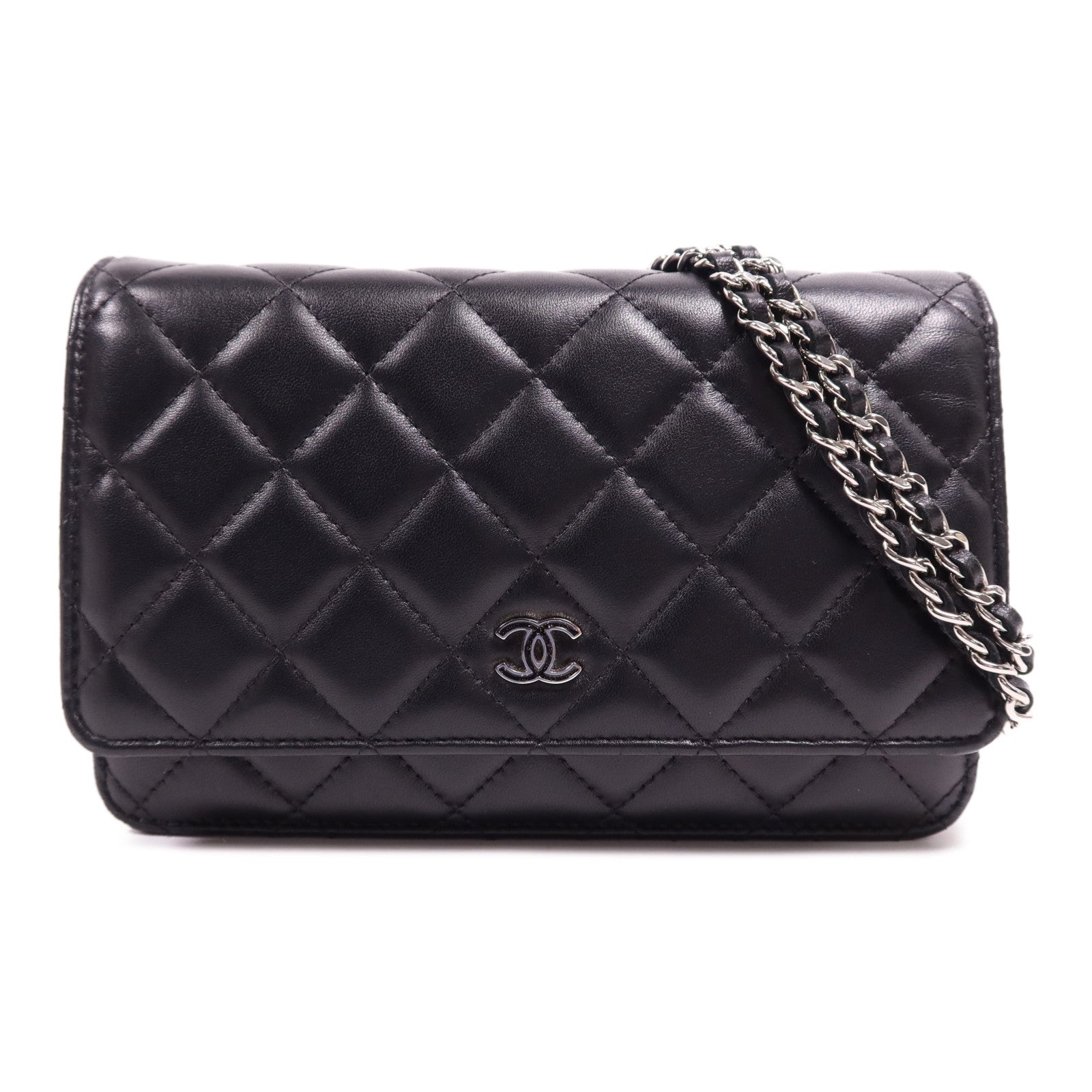 CHANEL 羊皮皮革WOC Wallet On Chain銀扣鏈帶肩背袋