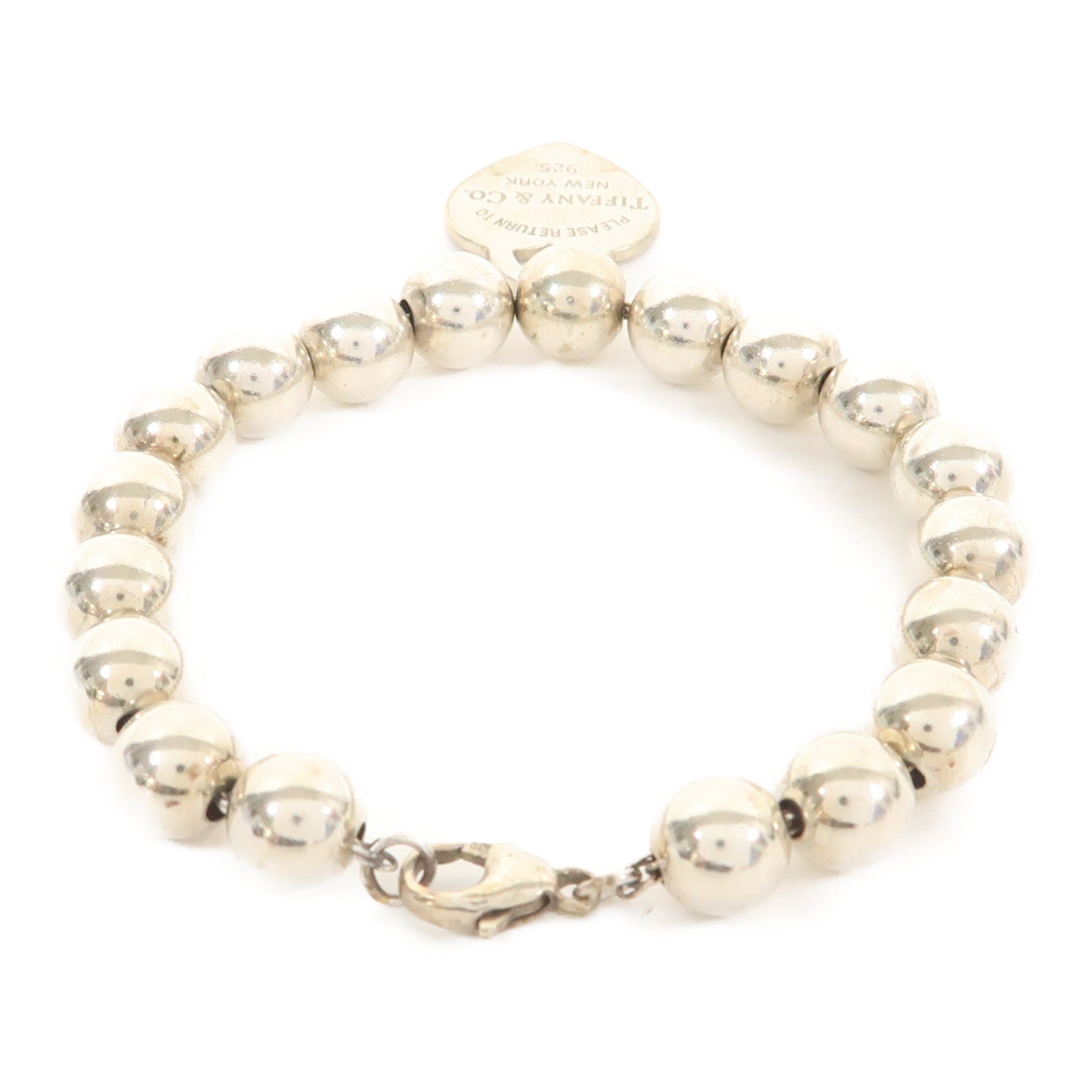 TIFFANY＆CO 925純銀Return to Tiffany Heart Tag Bead Bracelet手鏈