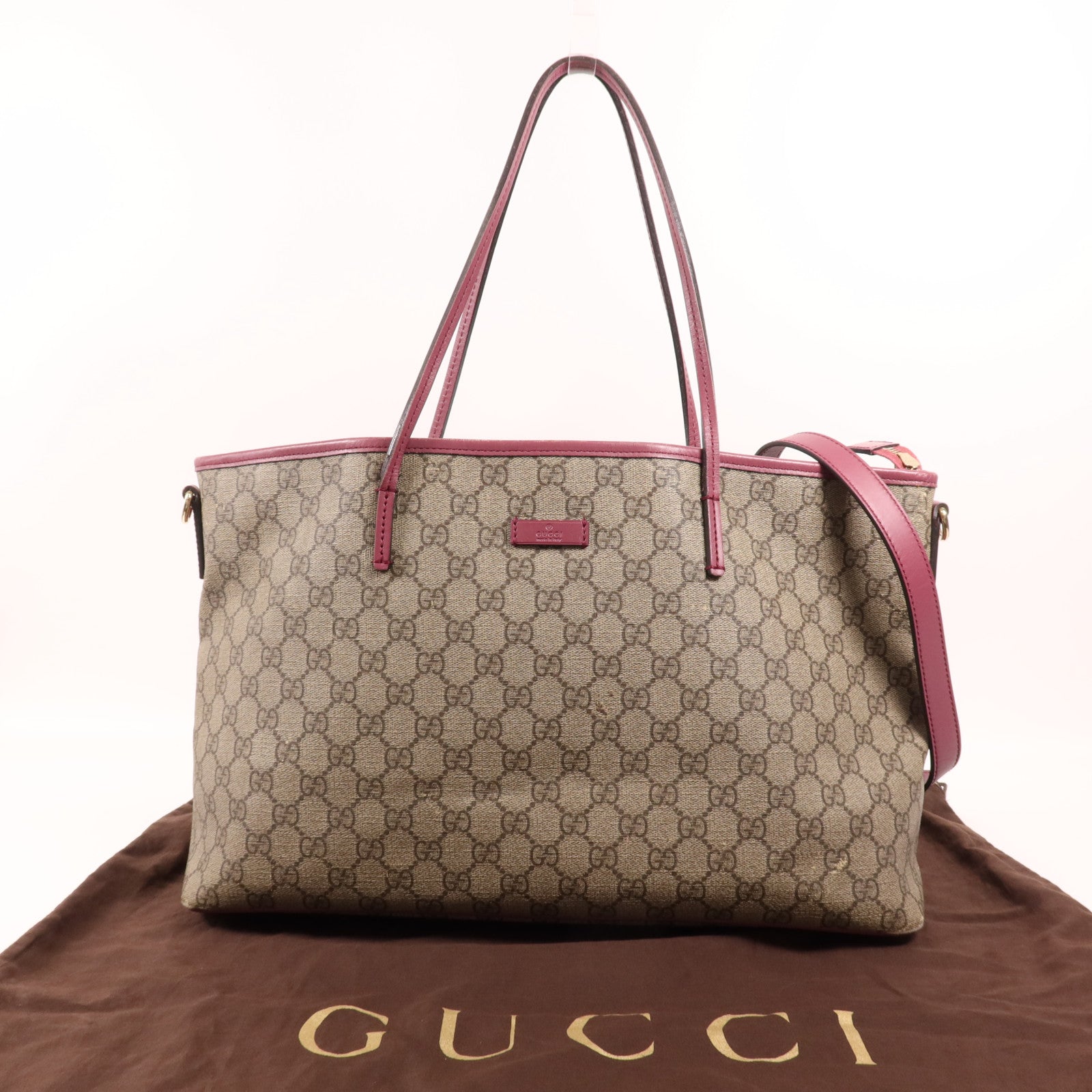 GUCCI 塗層帆布Tote Bag金扣手挽肩背兩用袋
