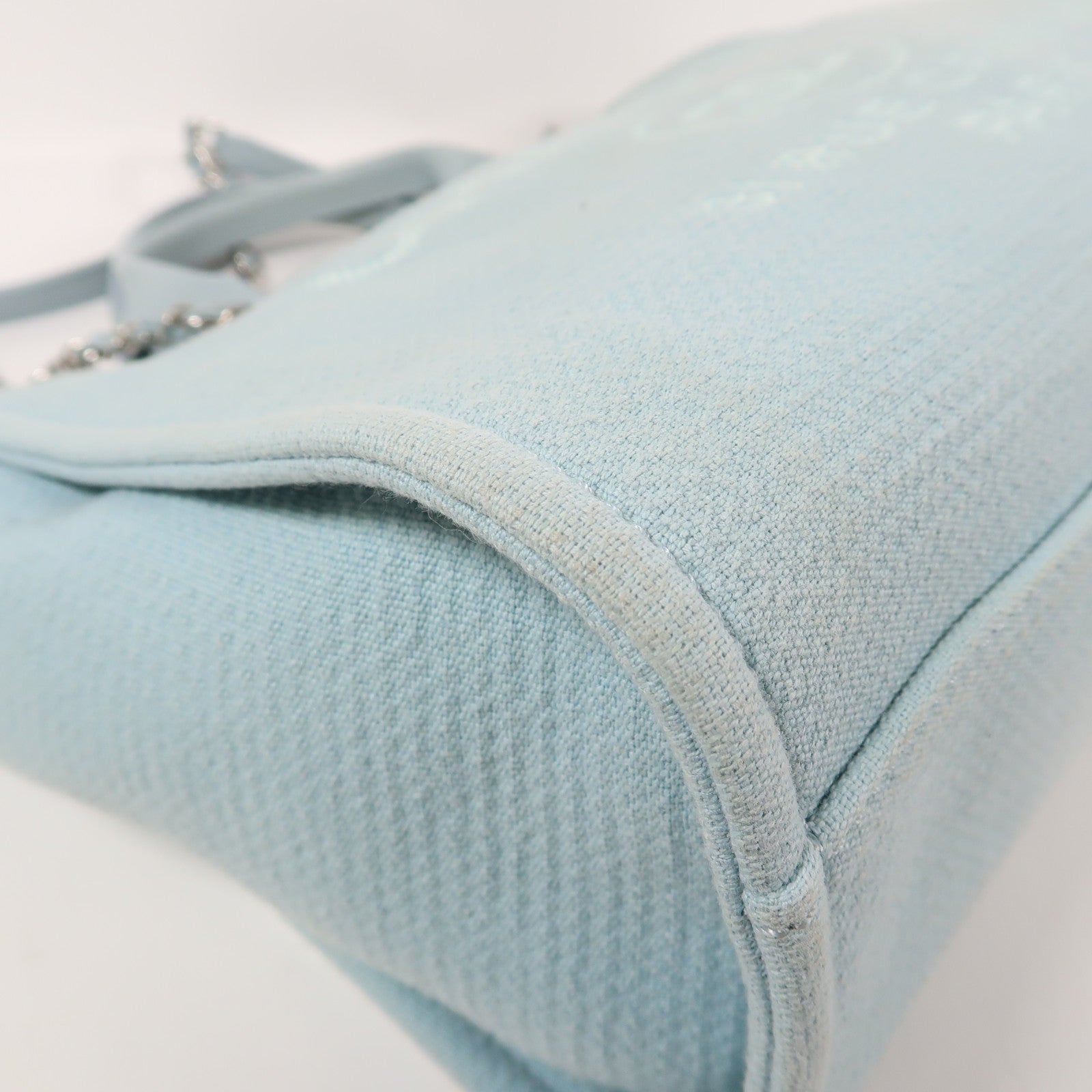 CHANEL 帆布Deauville Tote銀扣手挽肩背兩用袋