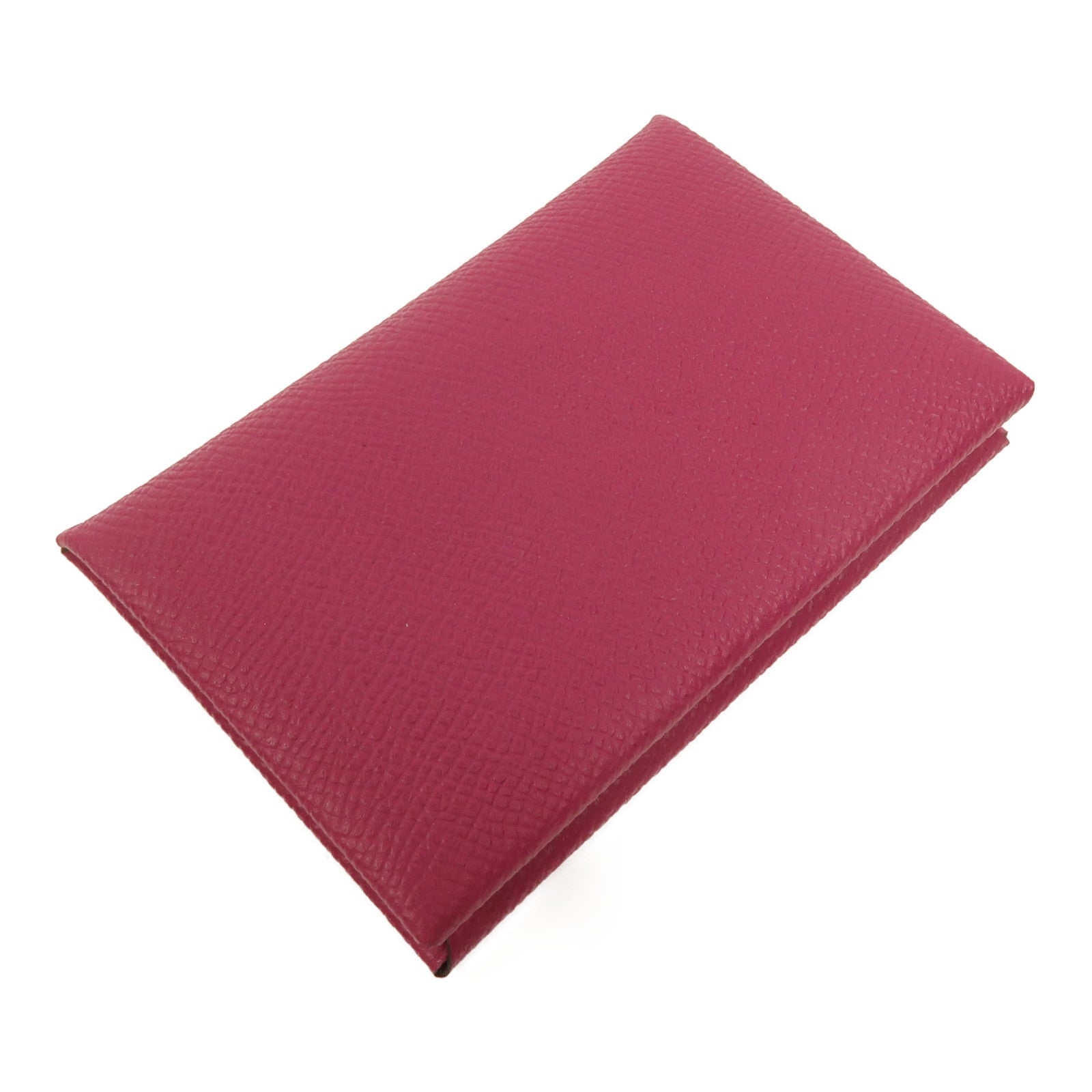 HERMES Epsom皮革Calvi卡片套Rose Pourpre