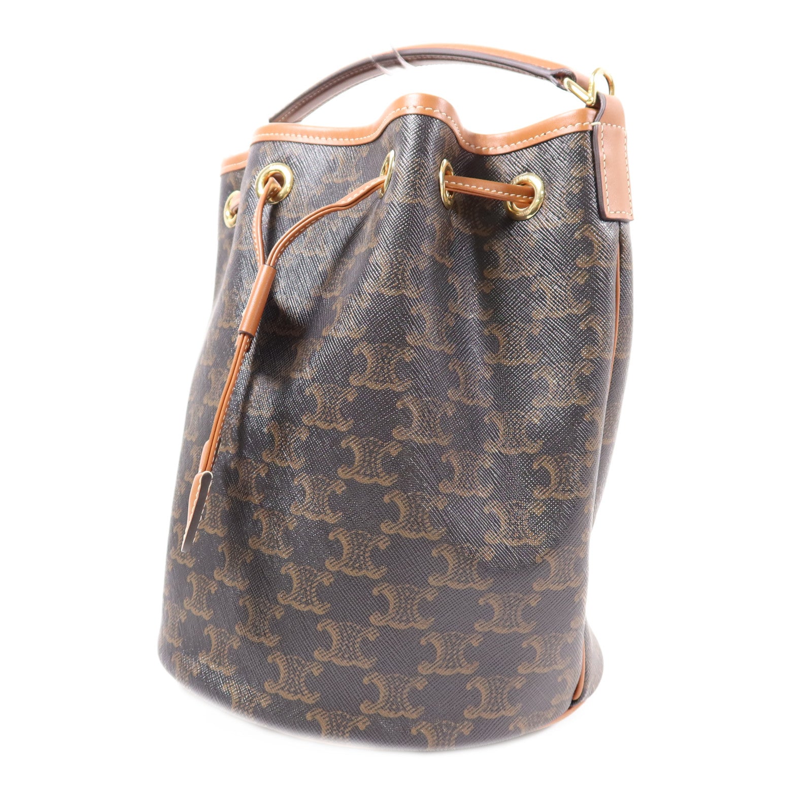 CELINE 塗層帆布/牛皮皮革Clara Bag金扣手挽肩背兩用袋