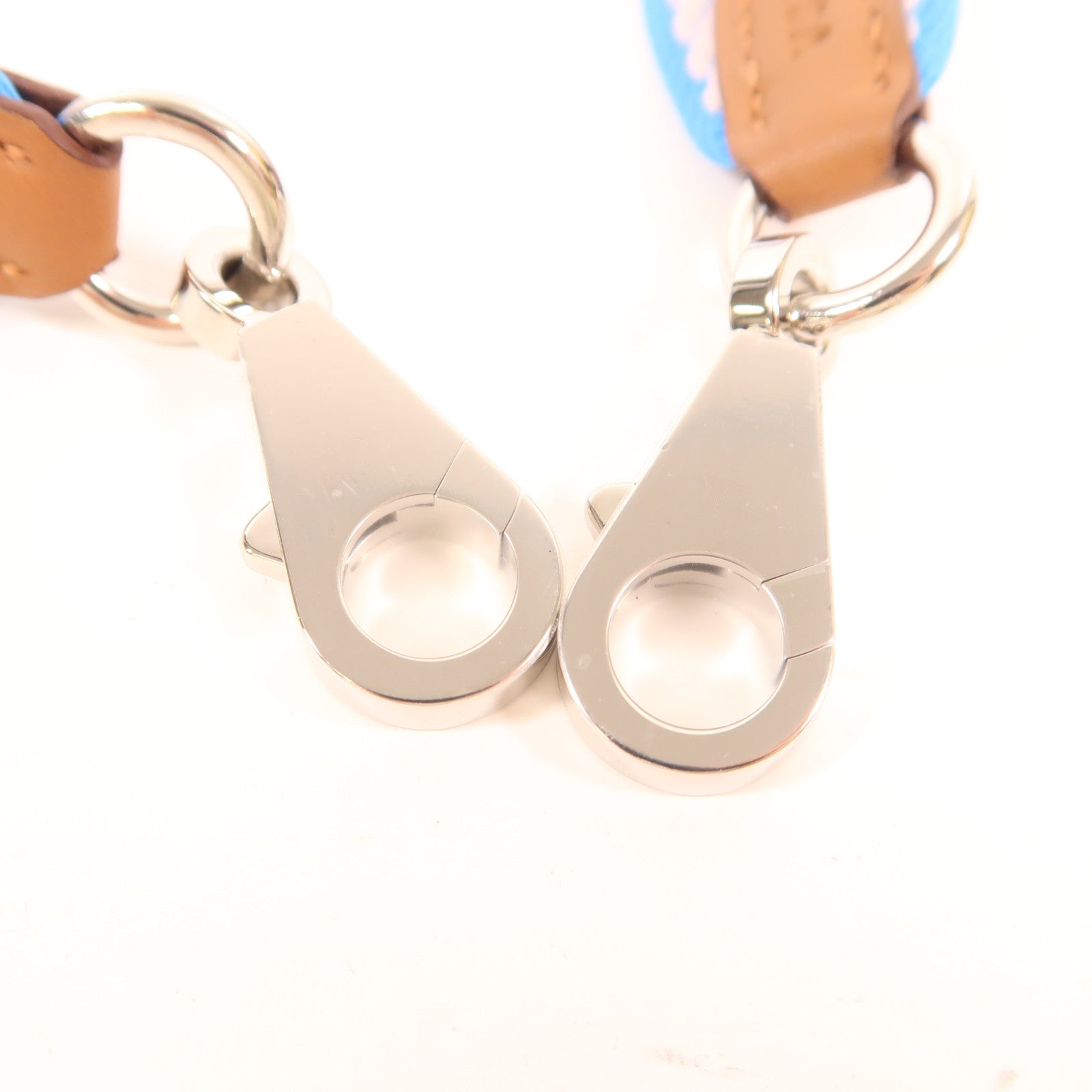 HERMES 帆布Shoulder Strap銀扣肩背帶藍色/粉紅色