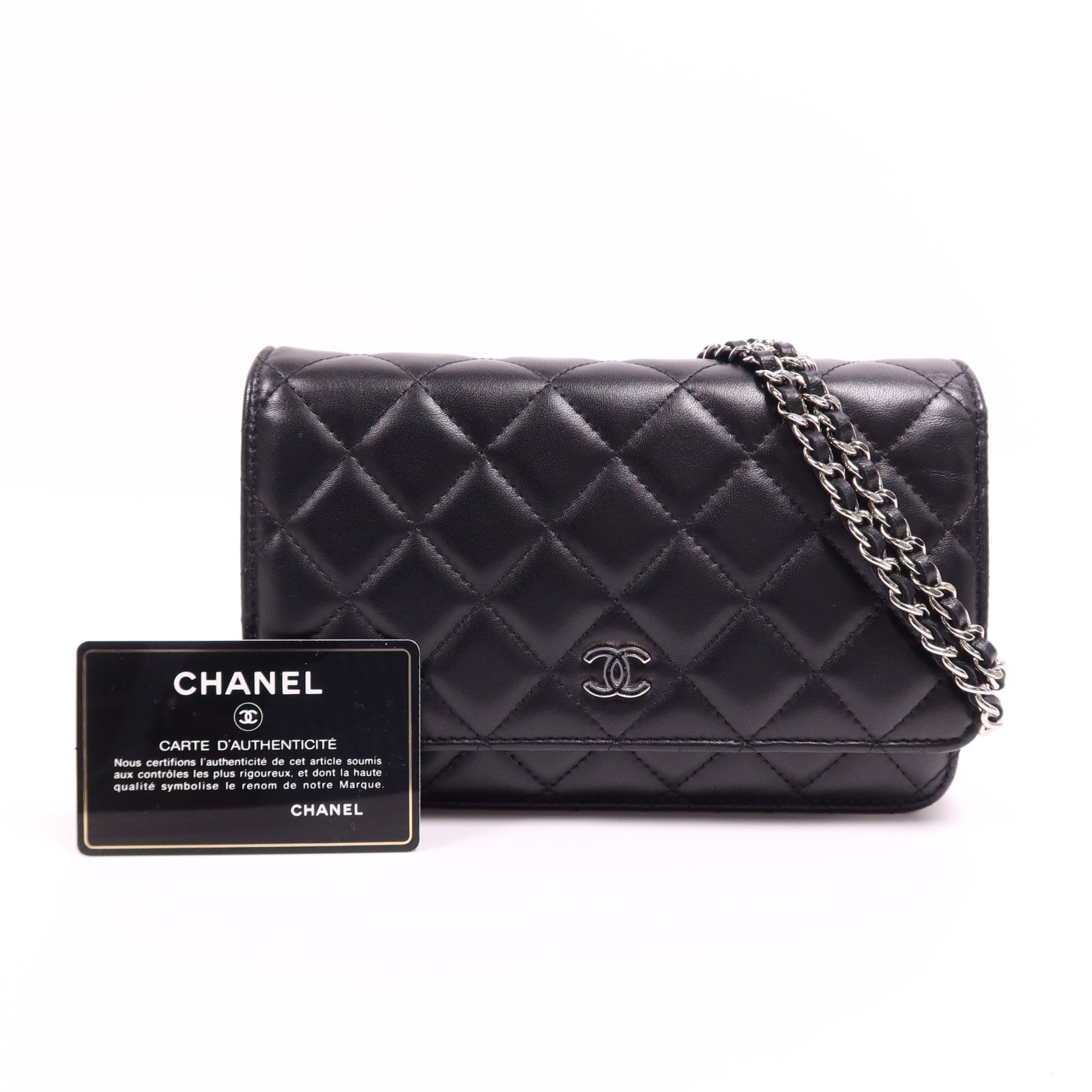CHANEL 羊皮皮革WOC Wallet On Chain銀扣鏈帶肩背袋