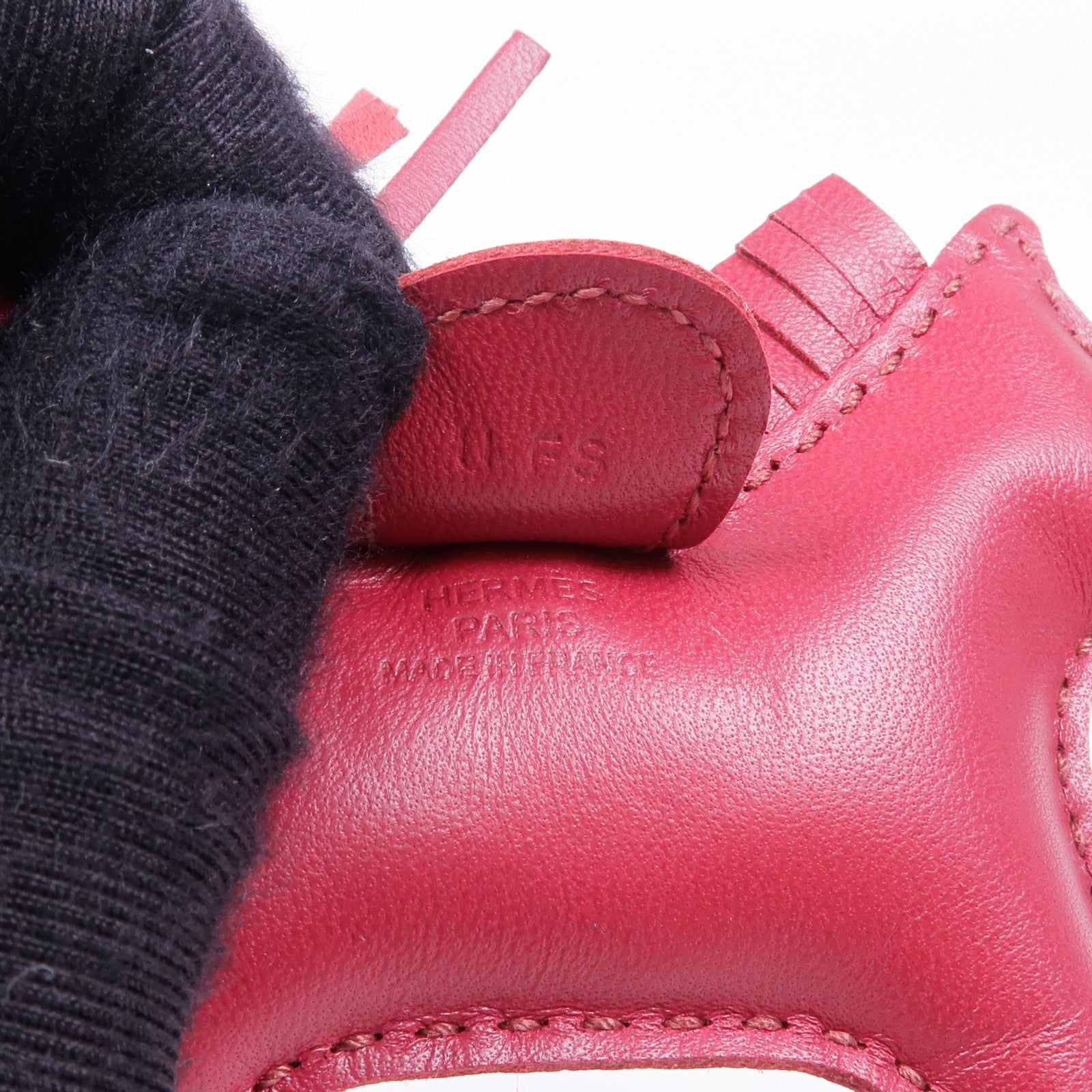 HERMES Milo皮革Rodeo PM掛飾Wine Red