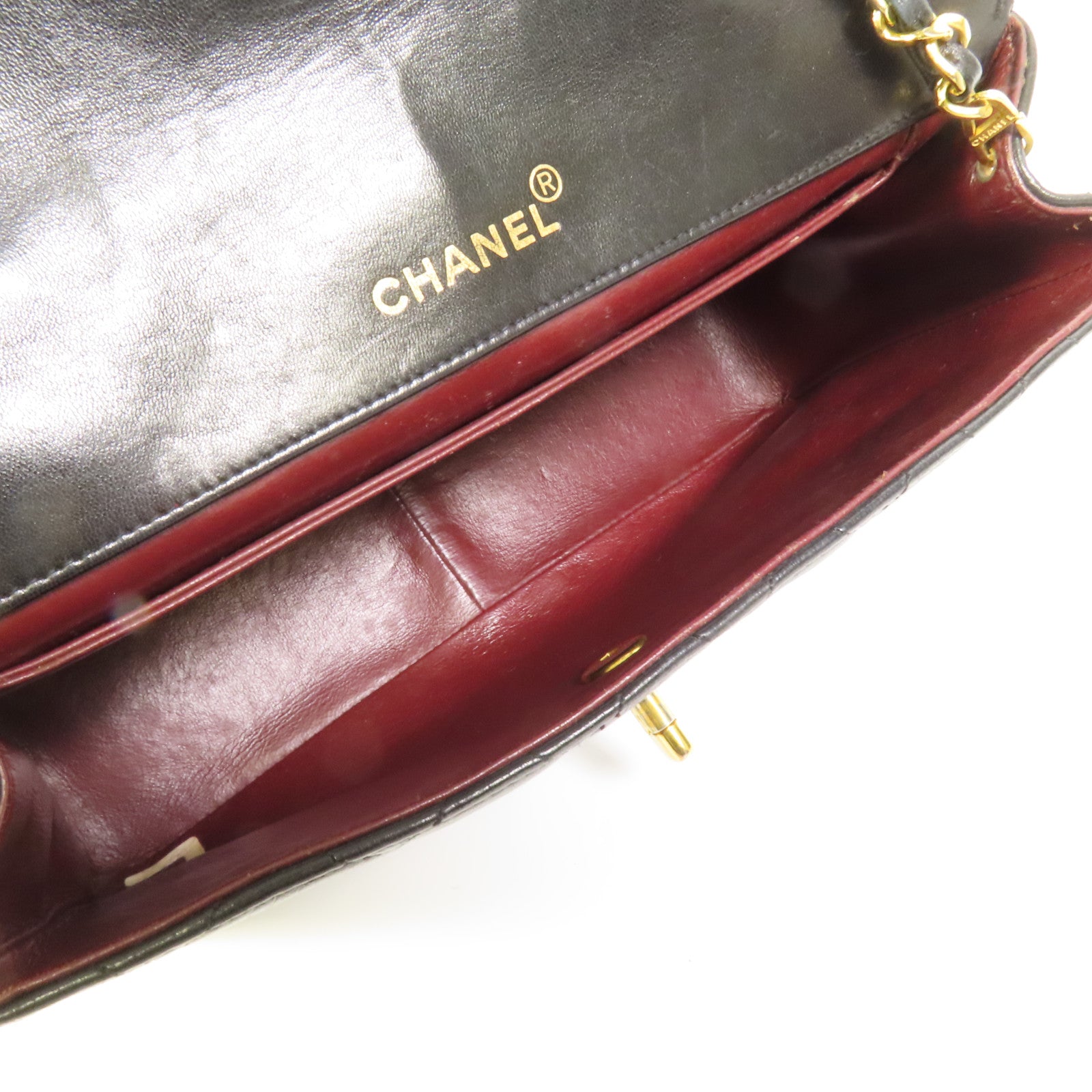 CHANEL 羊皮皮革Vintage Chain Shoulder金扣肩背袋