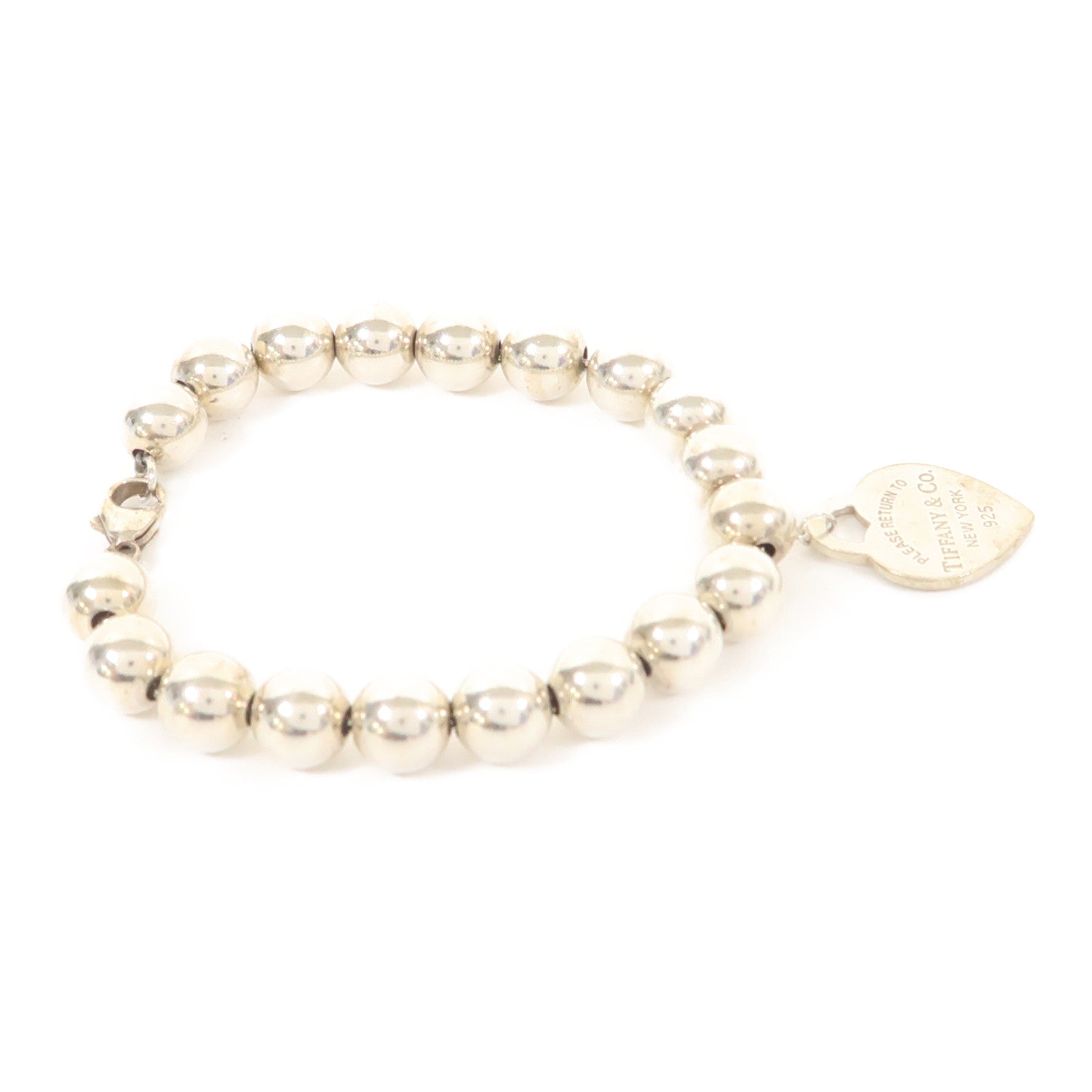 TIFFANY＆CO 925純銀Return to Tiffany Heart Tag Bead Bracelet手鏈