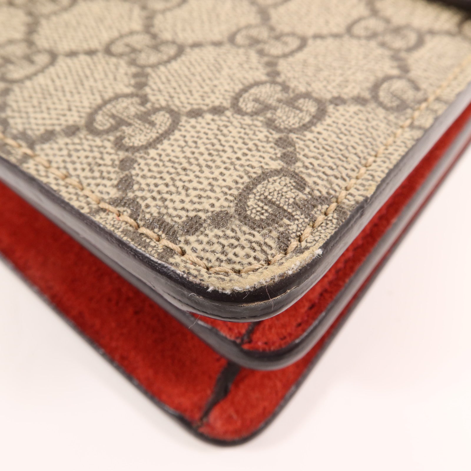 GUCCI 塗層帆布Dionysus銀扣鏈帶肩背袋