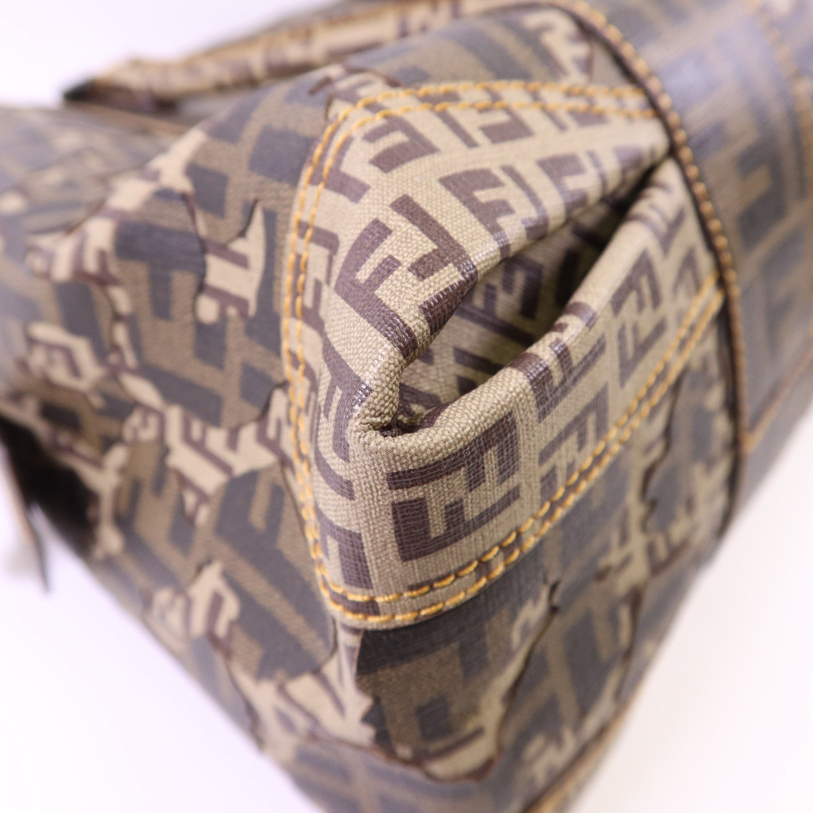 FENDI 塗層帆布Zucca Camo Patchwork Boston Bag肩背袋