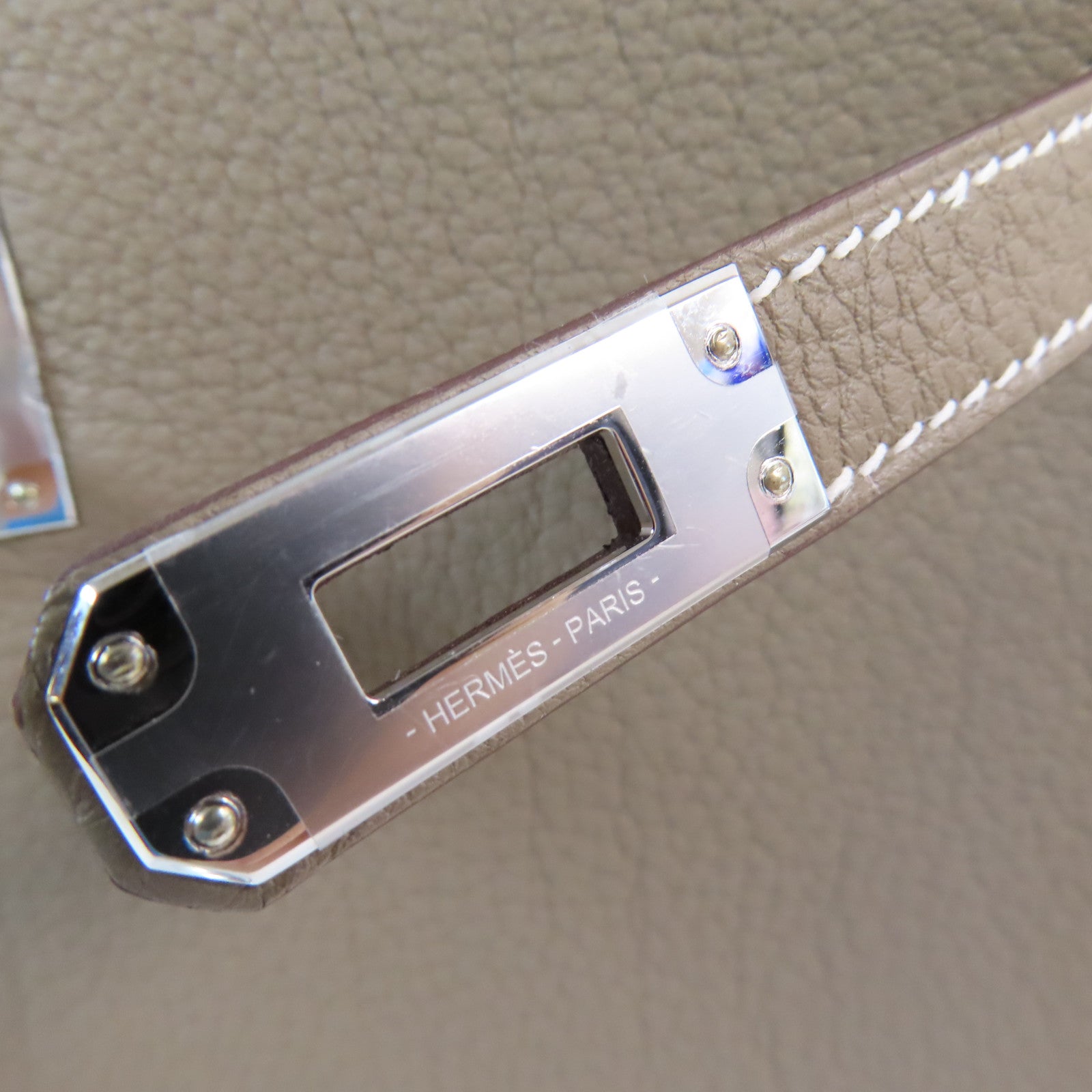 HERMES Togo皮革Kelly 25銀扣手挽肩背兩用袋Etoupe