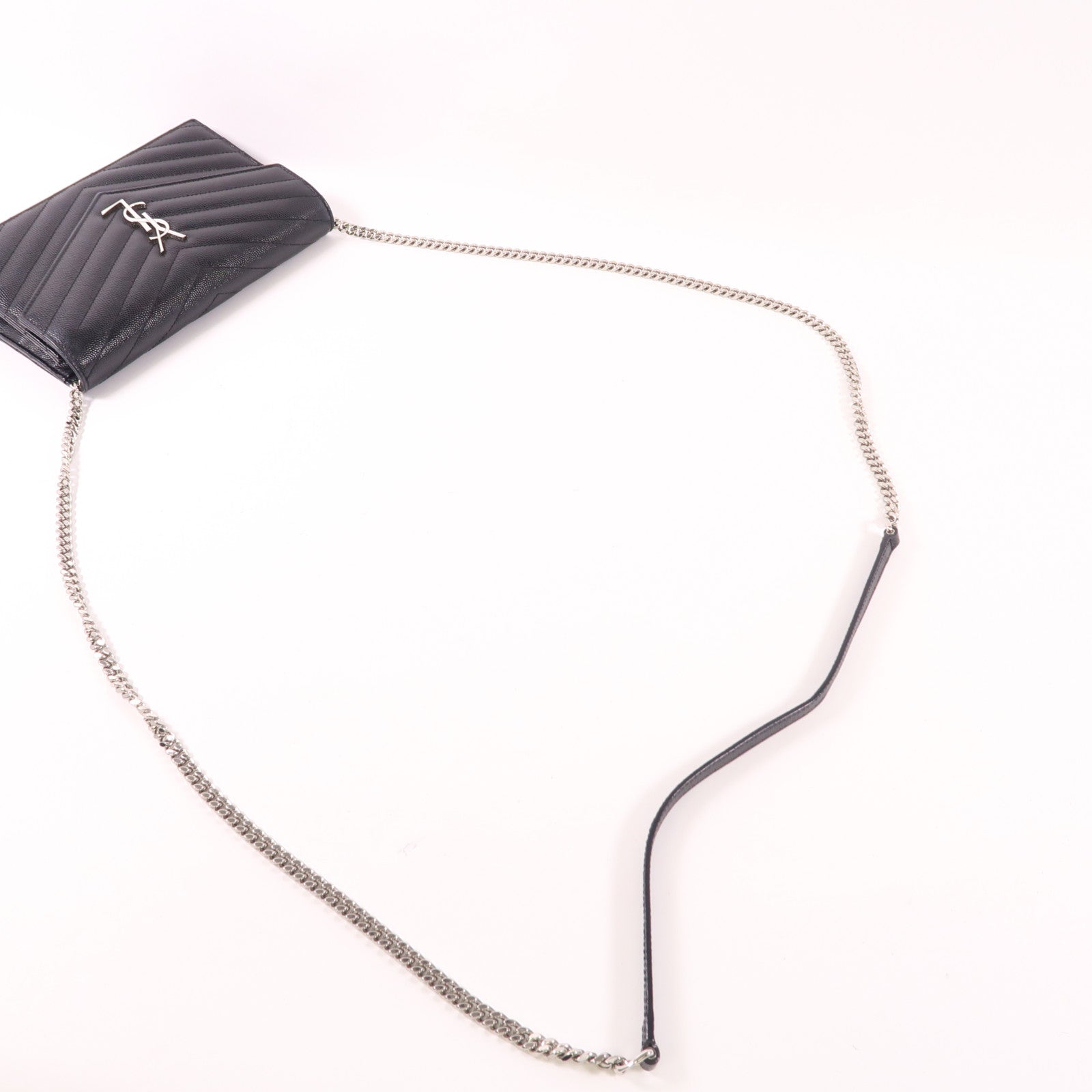 SAINT LAURENT 牛皮皮革Chain Shoulder Bag銀扣鏈帶肩背袋