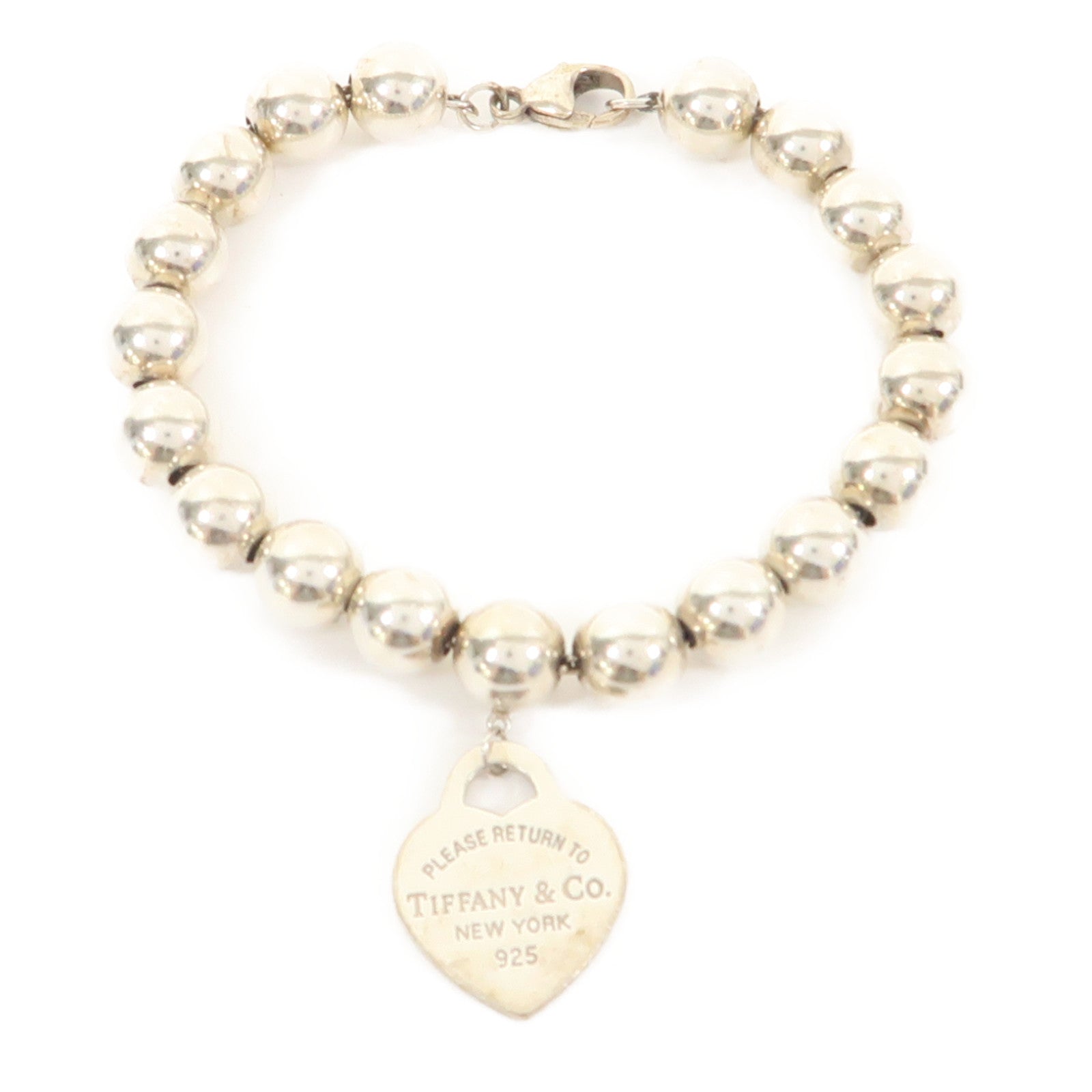 TIFFANY＆CO 925純銀Return to Tiffany Heart Tag Bead Bracelet手鏈