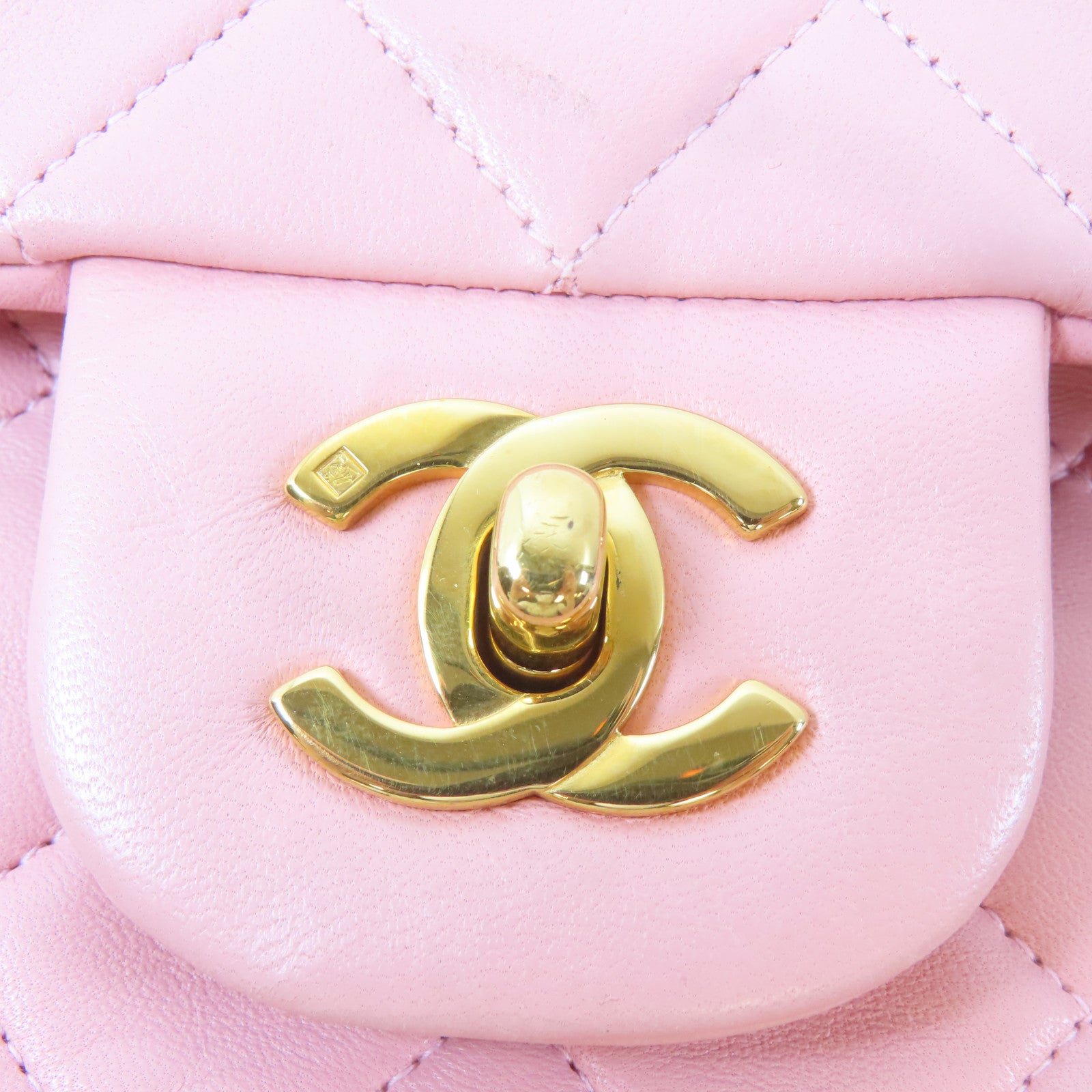 CHANEL 菱格羊皮皮革Chain Shoulder Bag金扣鏈帶肩背袋粉紅色