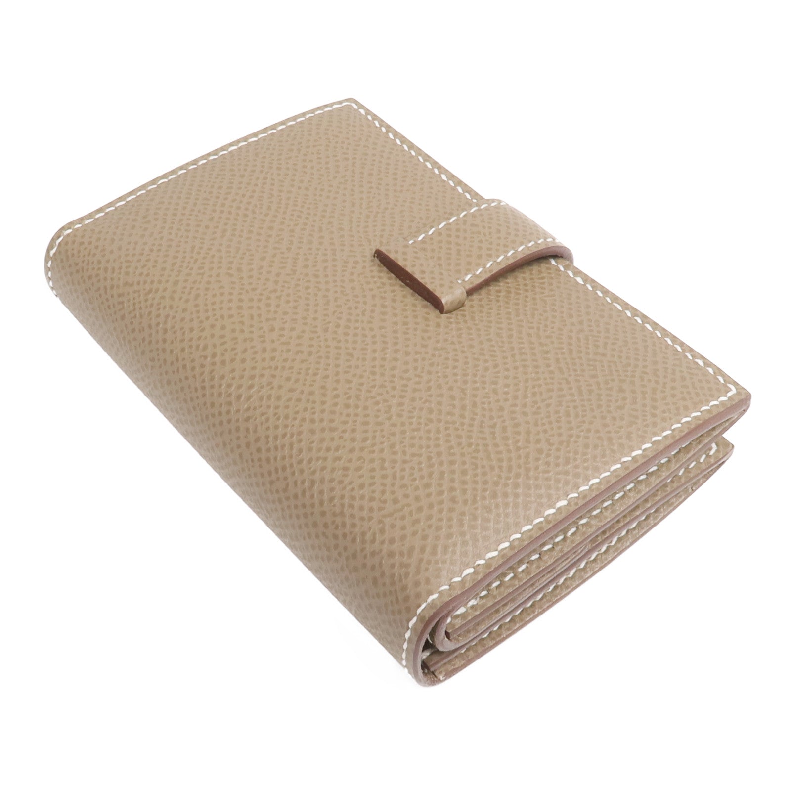 HERMES 【激減優惠】Epsom皮革Bearn Mini Wallet金扣錢包Etoupe