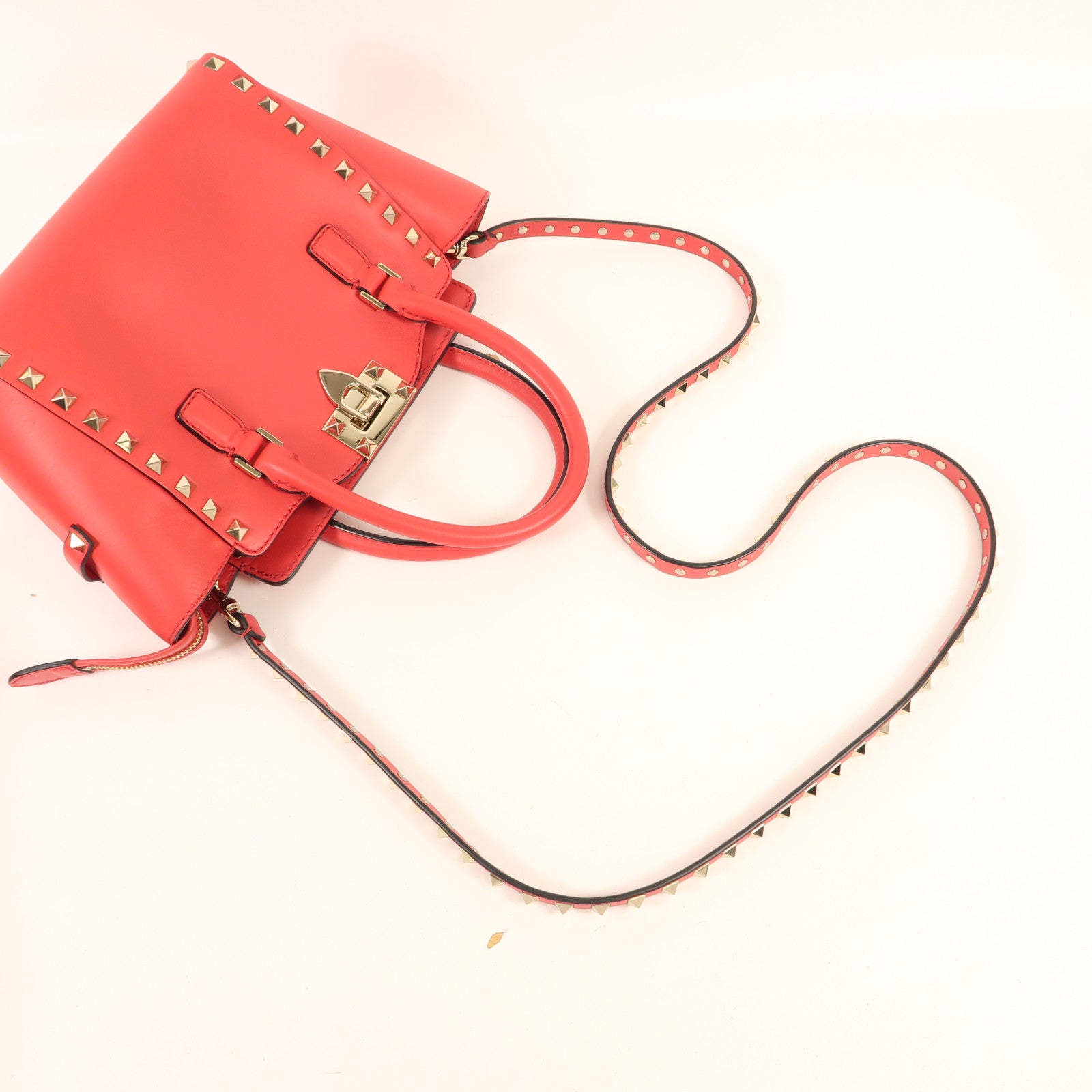 Valentino 牛皮皮革Shoulder Bag金扣手挽肩背兩用袋