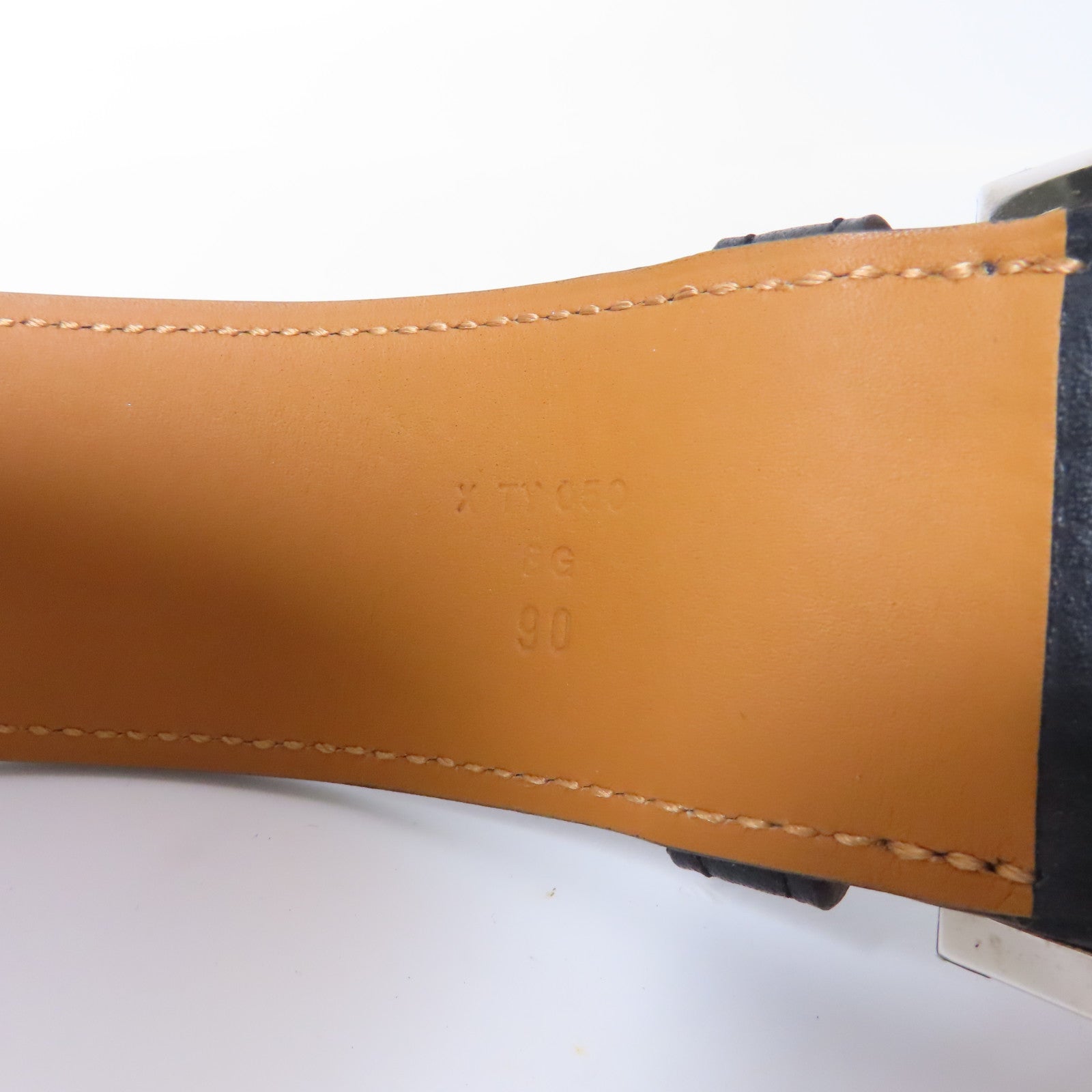 HERMES 牛皮皮革Belt銀扣皮帶黑色