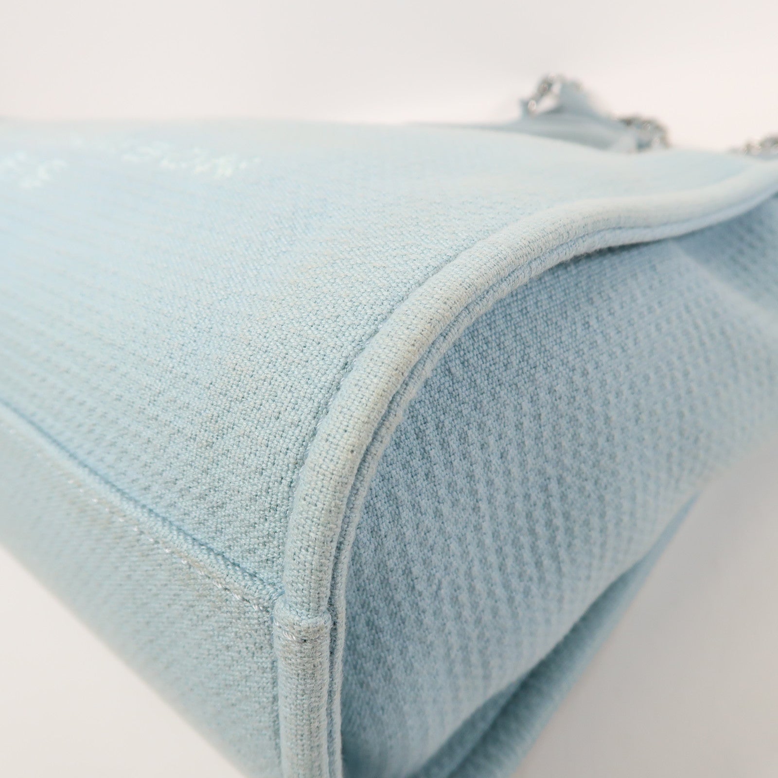 CHANEL 帆布Deauville Tote銀扣手挽肩背兩用袋