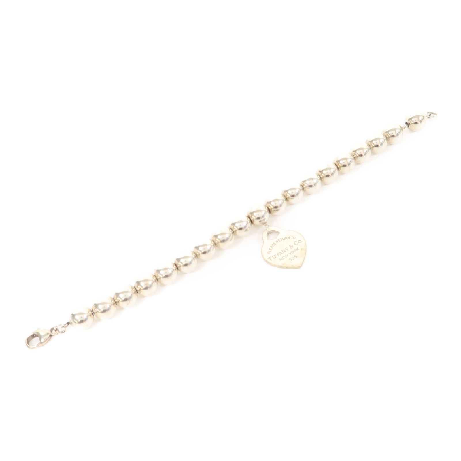 TIFFANY＆CO 925純銀Return to Tiffany Heart Tag Bead Bracelet手鏈