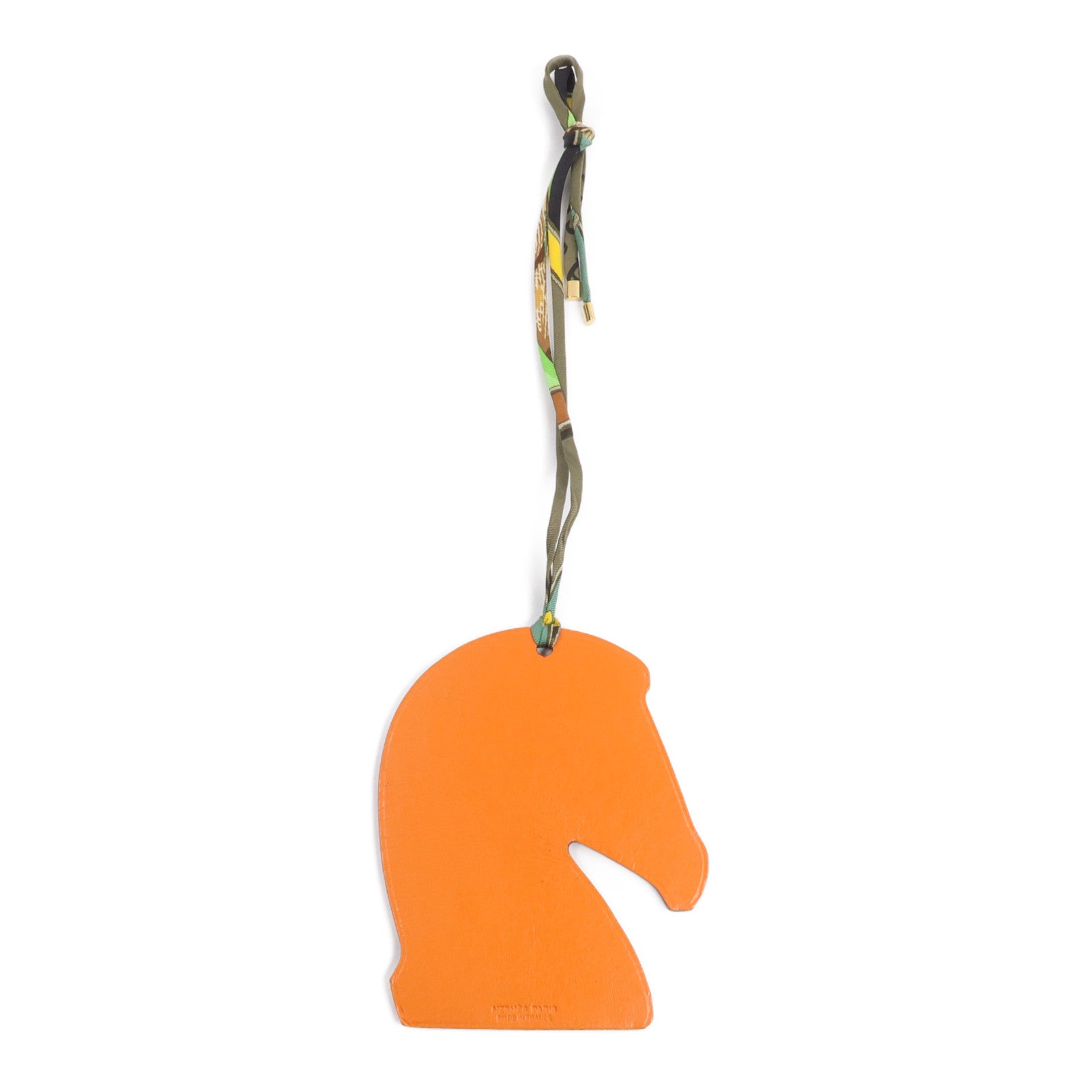HERMES Chevre皮革Samarcande Horse Charm掛飾Orange/Rouge Casaque