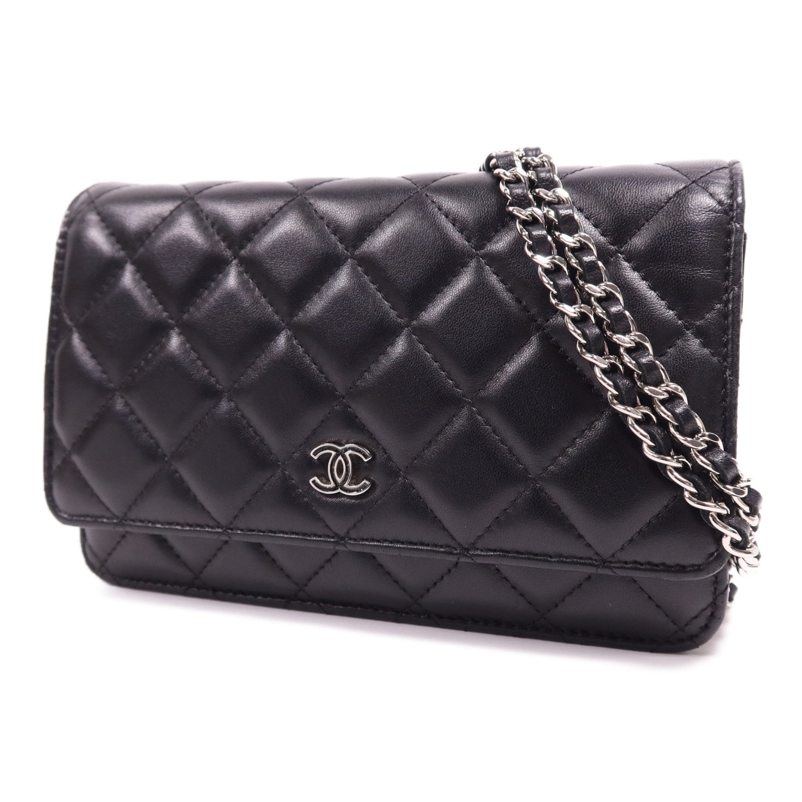 CHANEL 羊皮皮革WOC Wallet On Chain銀扣鏈帶肩背袋