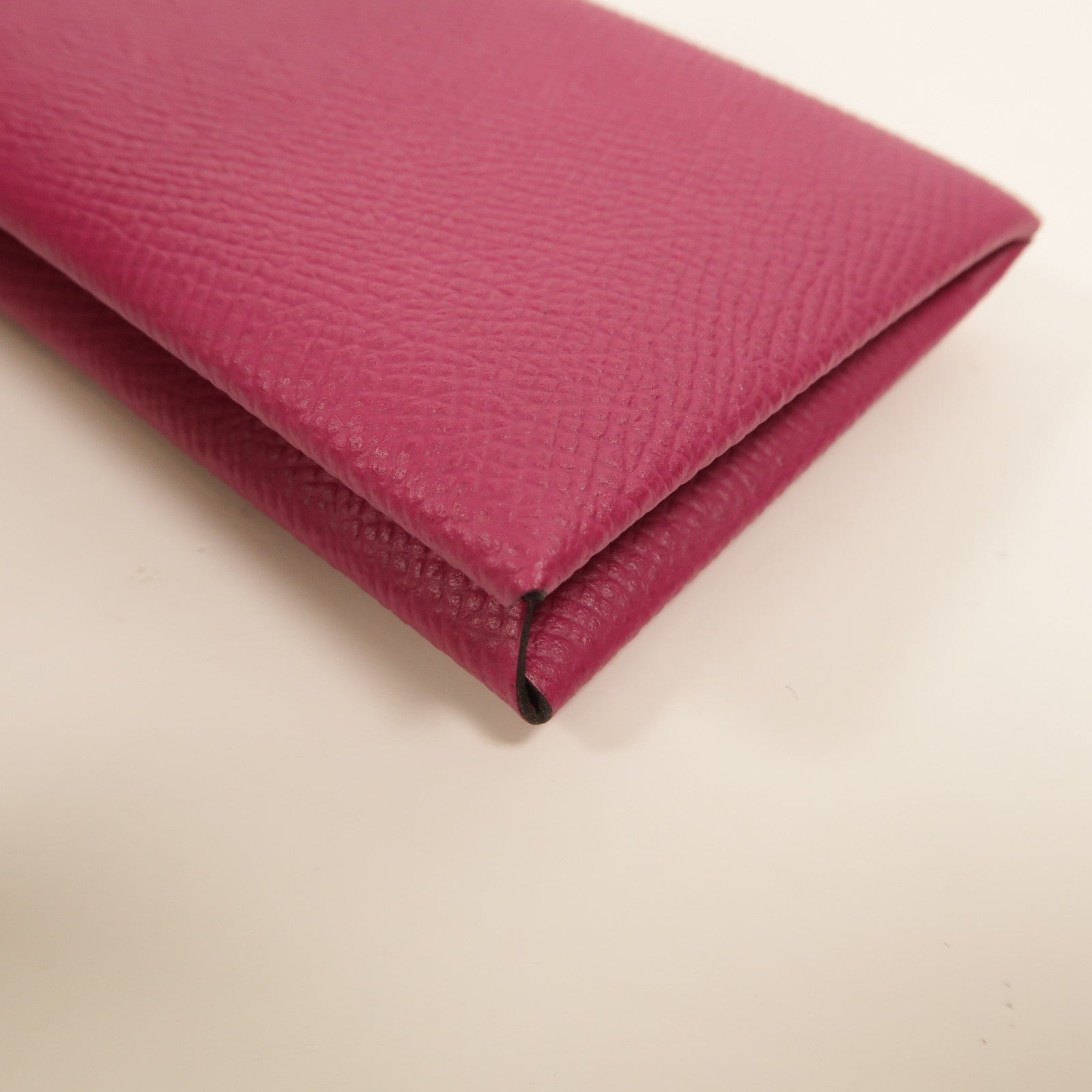 HERMES Epsom皮革Calvi卡片套Rose Pourpre