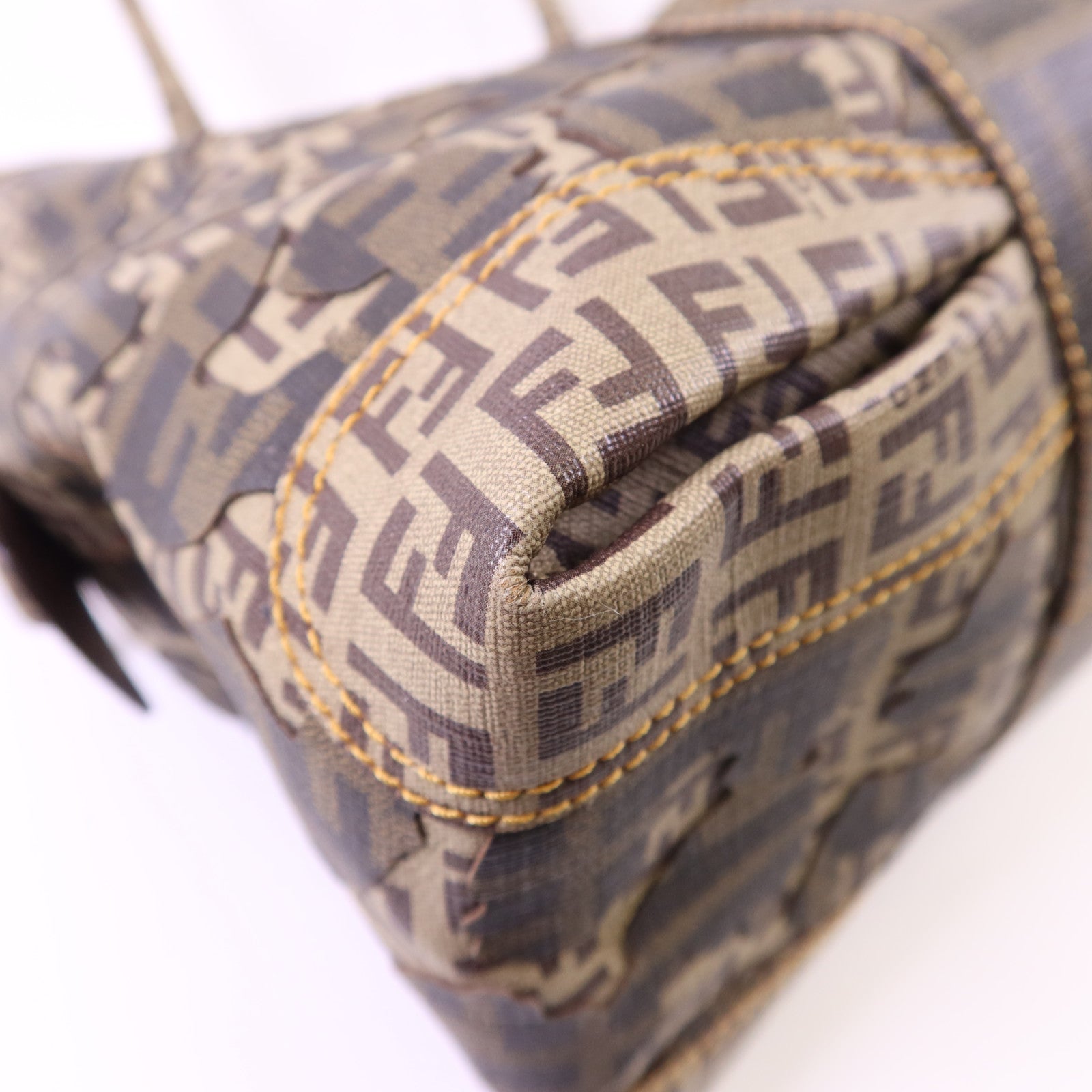 FENDI 塗層帆布Zucca Camo Patchwork Boston Bag肩背袋