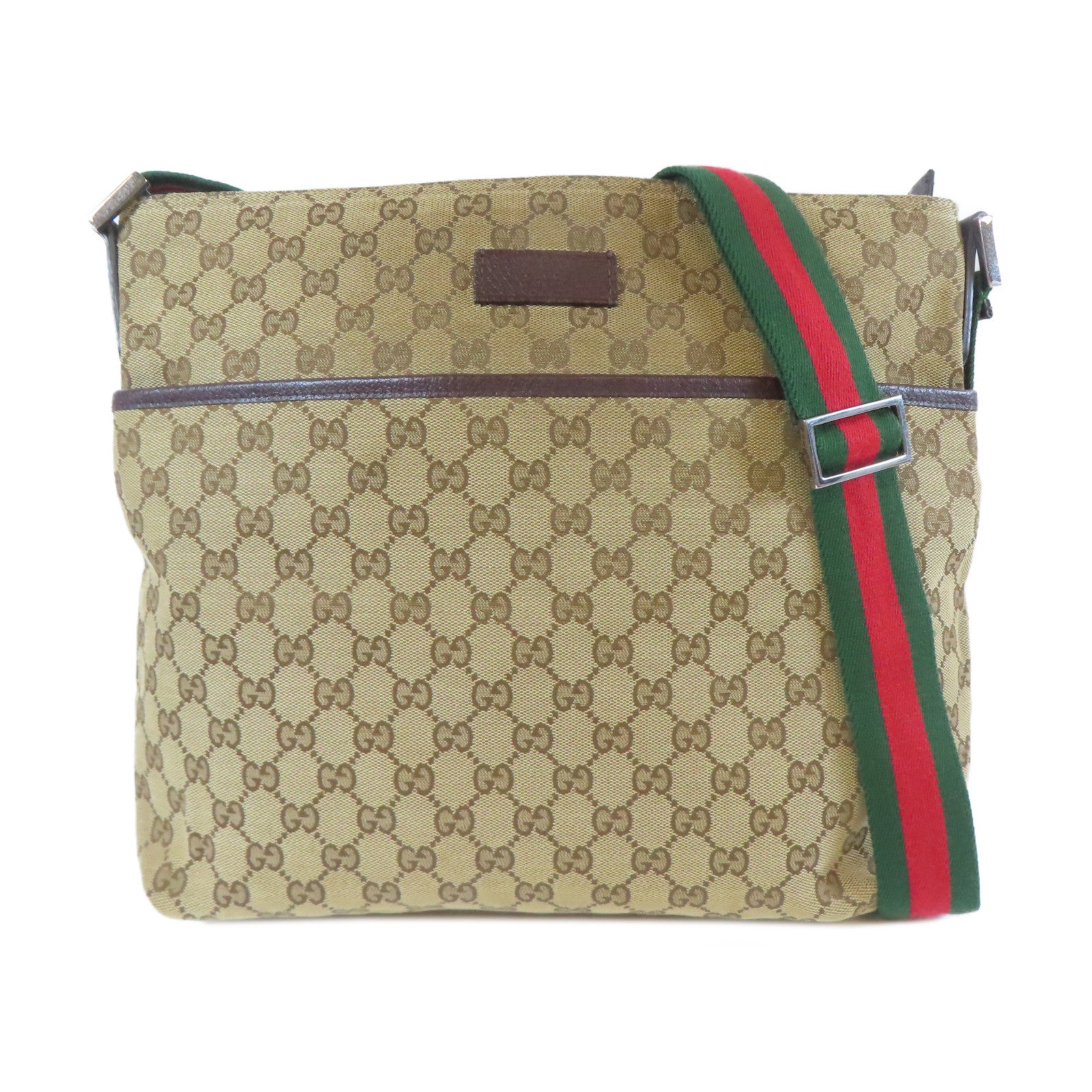 GUCCI 【激減優惠】帆布Shoulder Bag銀扣肩背袋啡色