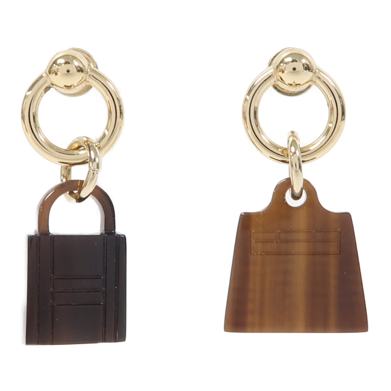 HERMES 水牛角Earrings耳環啡色