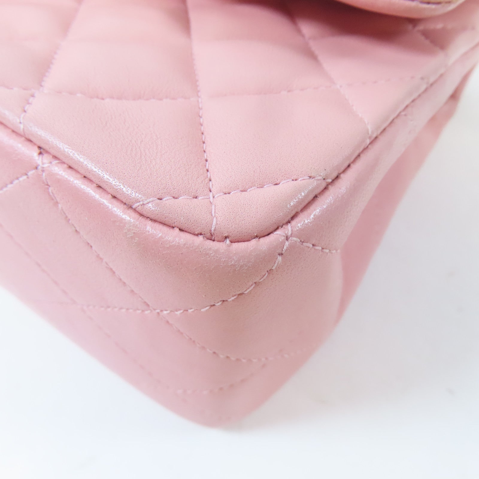 CHANEL 菱格羊皮皮革Chain Shoulder Bag金扣鏈帶肩背袋粉紅色
