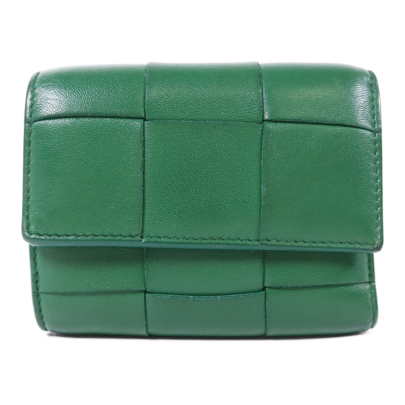 BOTTEGA VENETA 【激減優惠】羊皮皮革Cassette Trifold Short Wallet金扣錢包