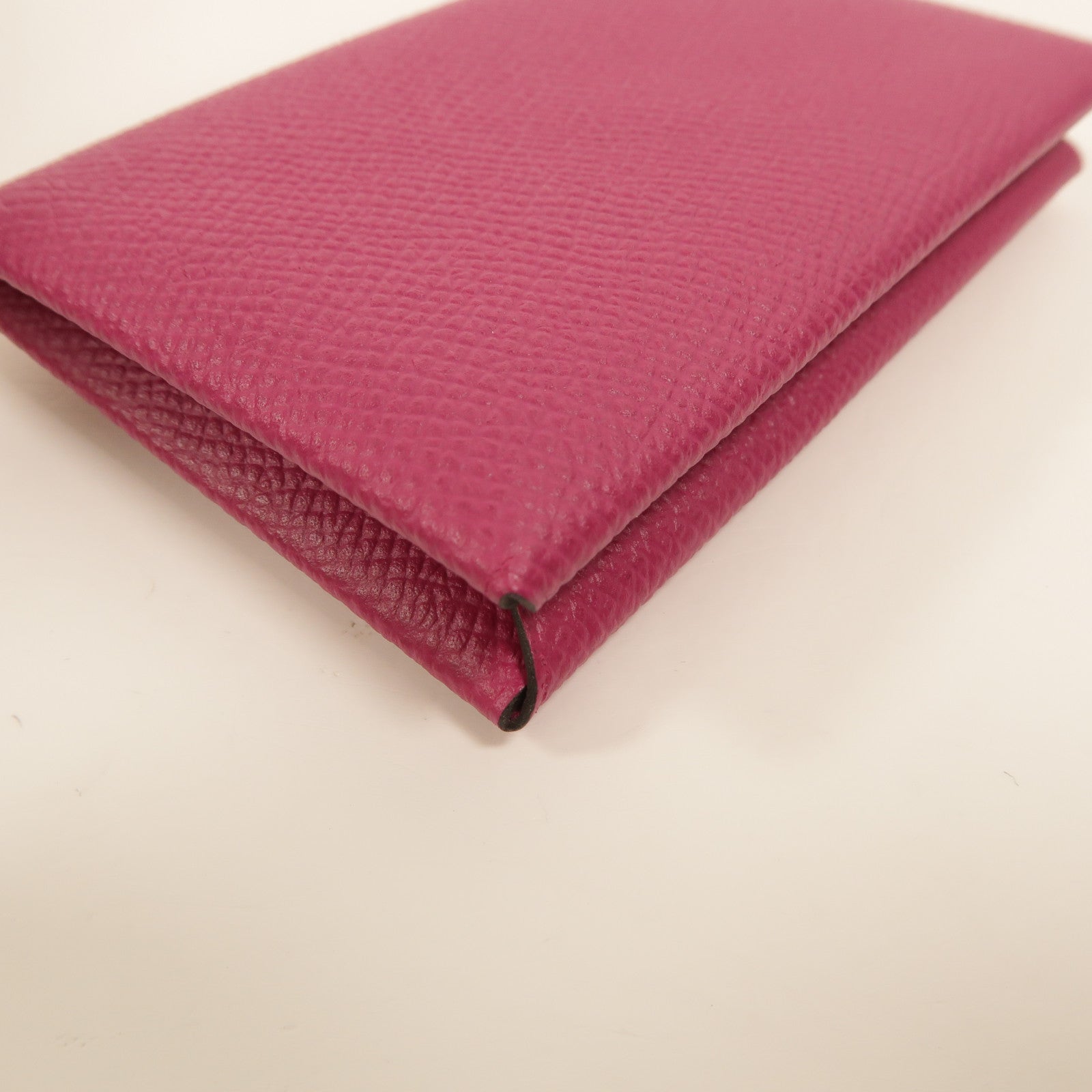 HERMES Epsom皮革Calvi卡片套Rose Pourpre