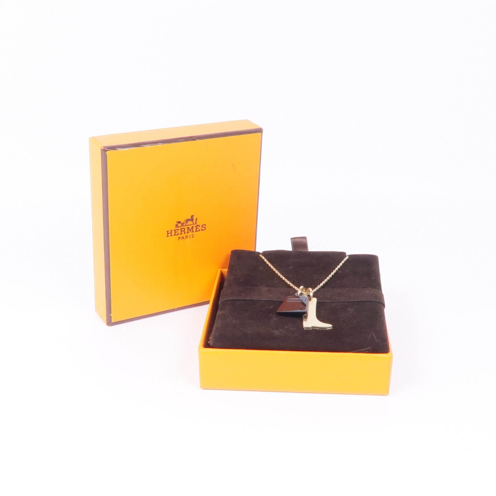 HERMES 金屬/Buffalo Horn Amulette Maroquinier Pendant Kelly Bag項鍊Black/Gold