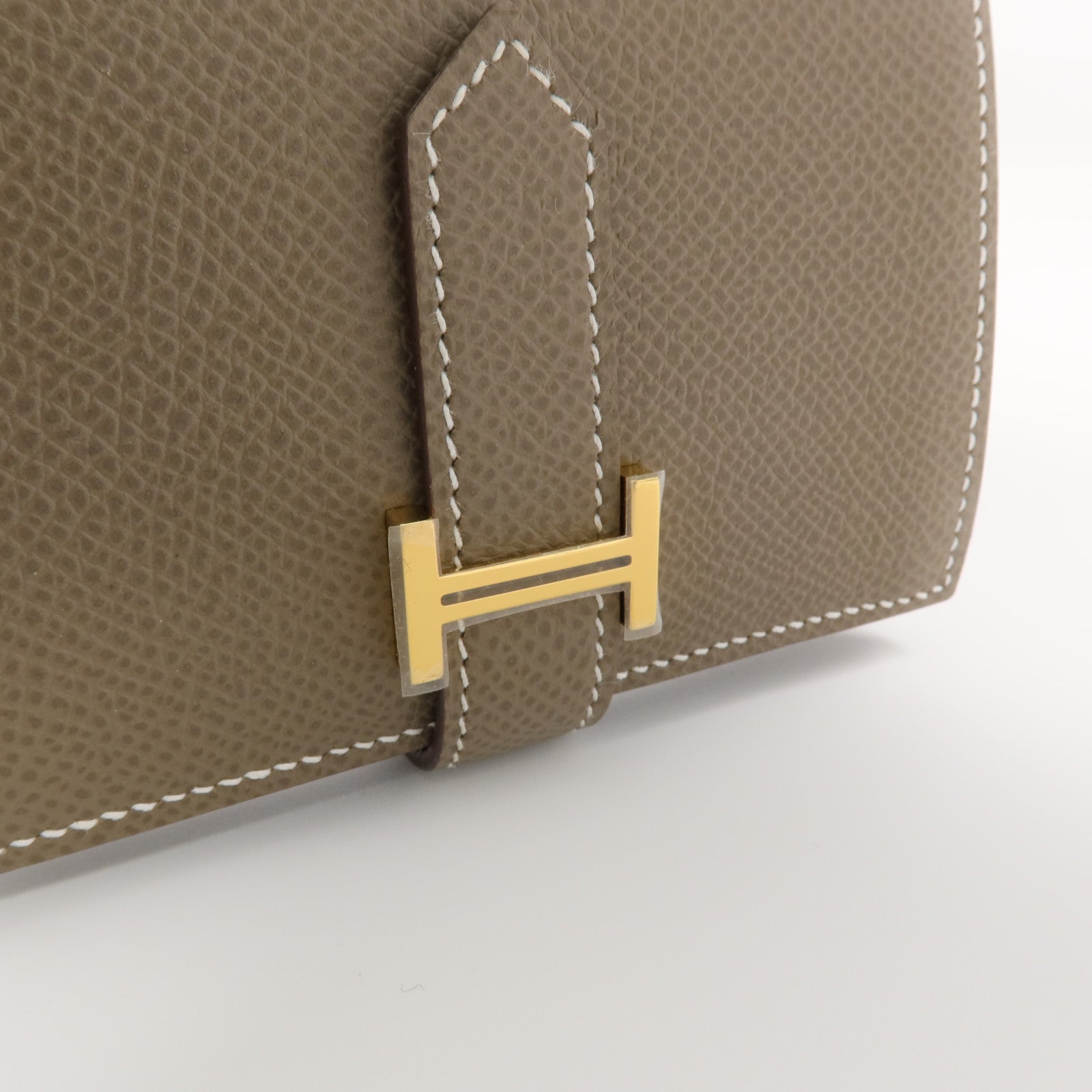 HERMES 【激減優惠】Epsom皮革Bearn Mini Wallet金扣錢包Etoupe