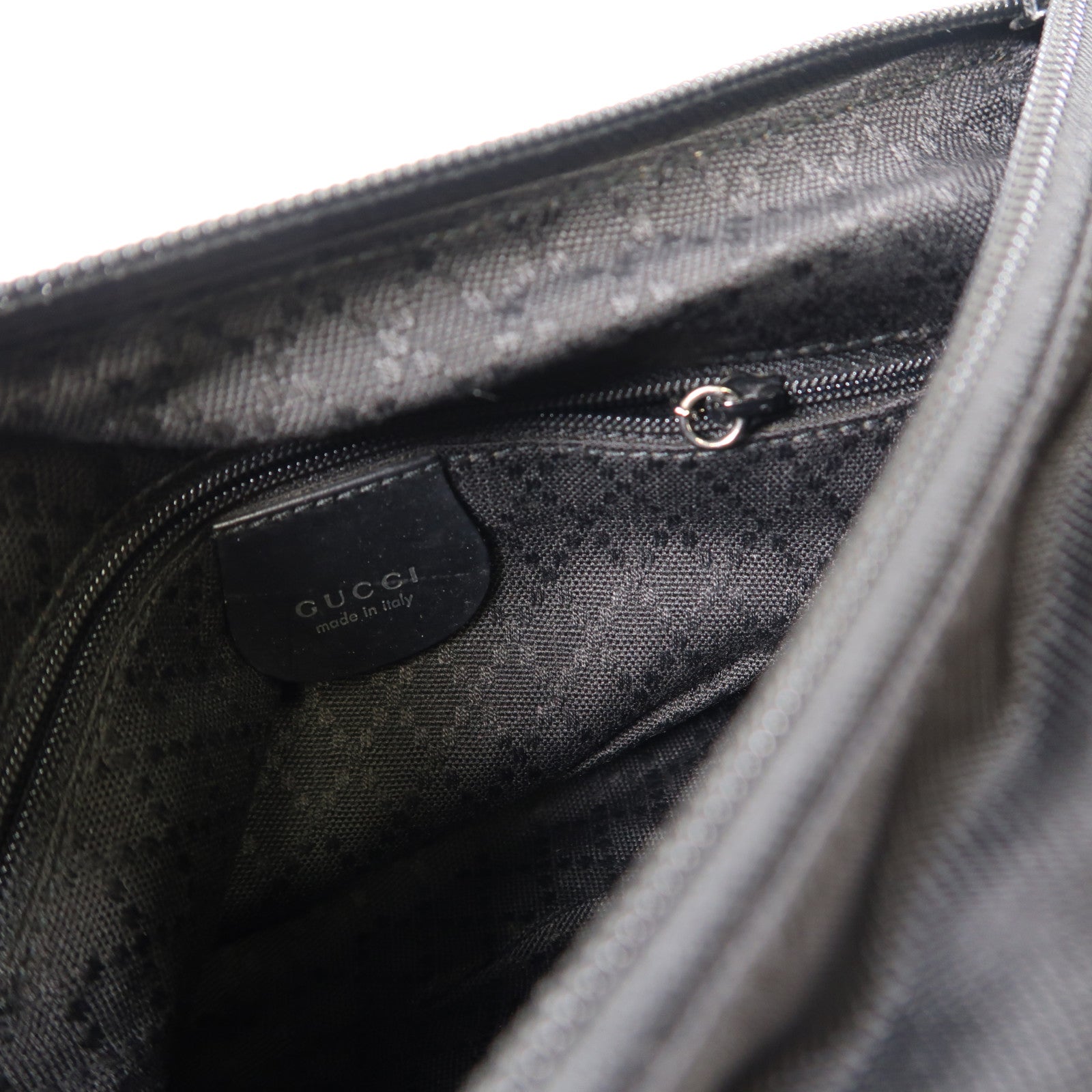 GUCCI 帆布Shoulder Bag銀扣肩背袋黑色