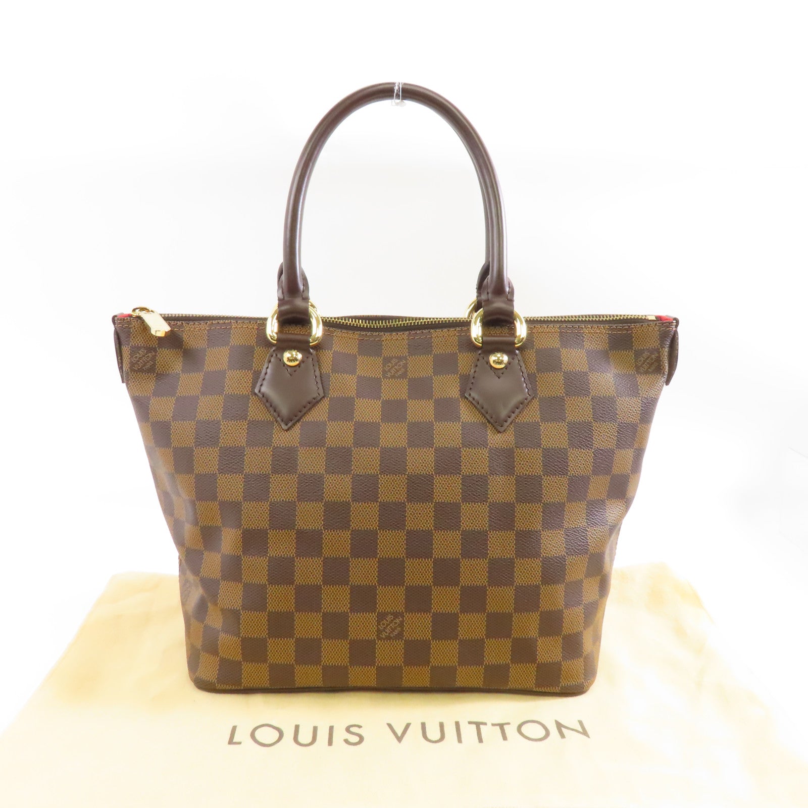LOUIS VUITTON Damier Saleya PM金扣手挽袋啡色