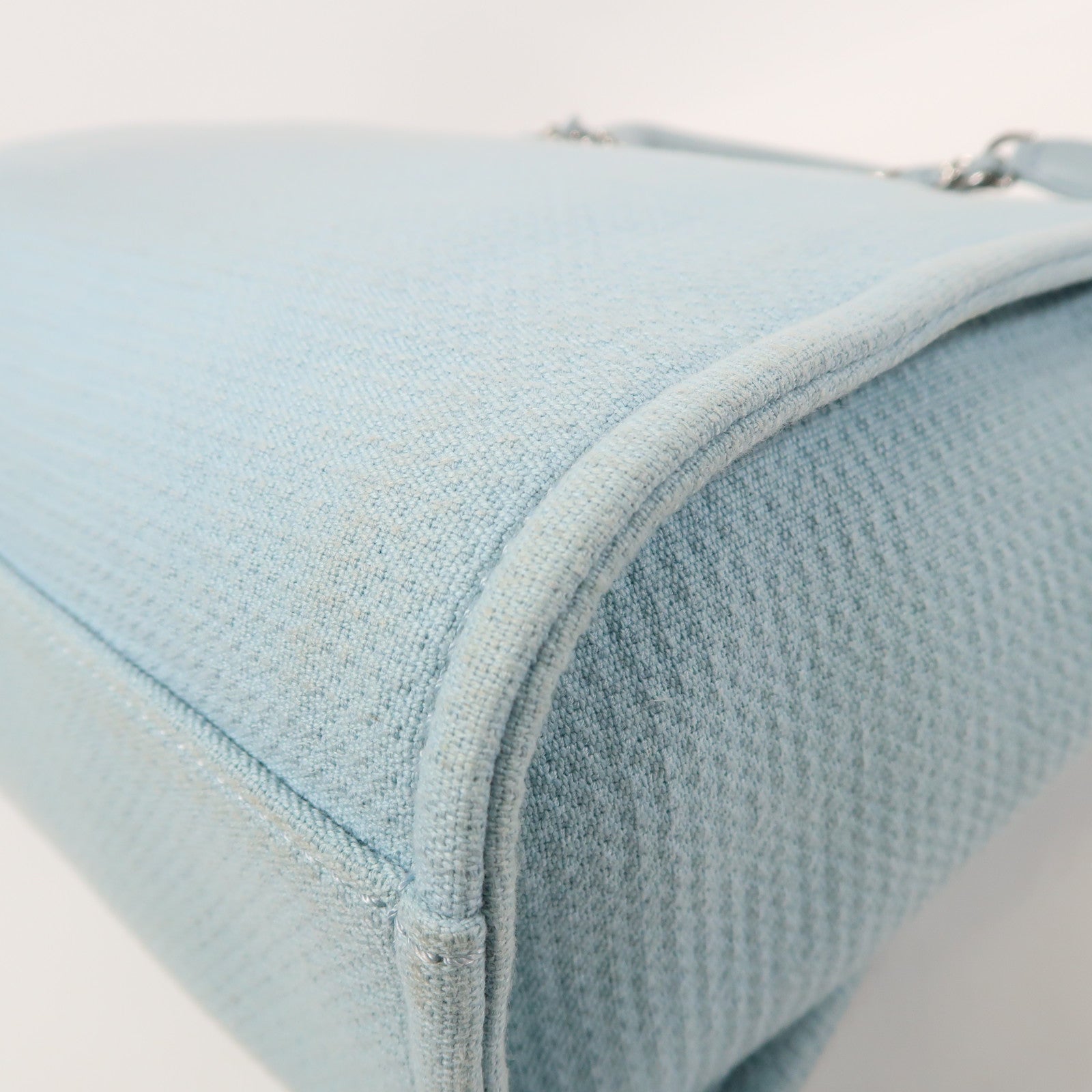 CHANEL 帆布Deauville Tote銀扣手挽肩背兩用袋