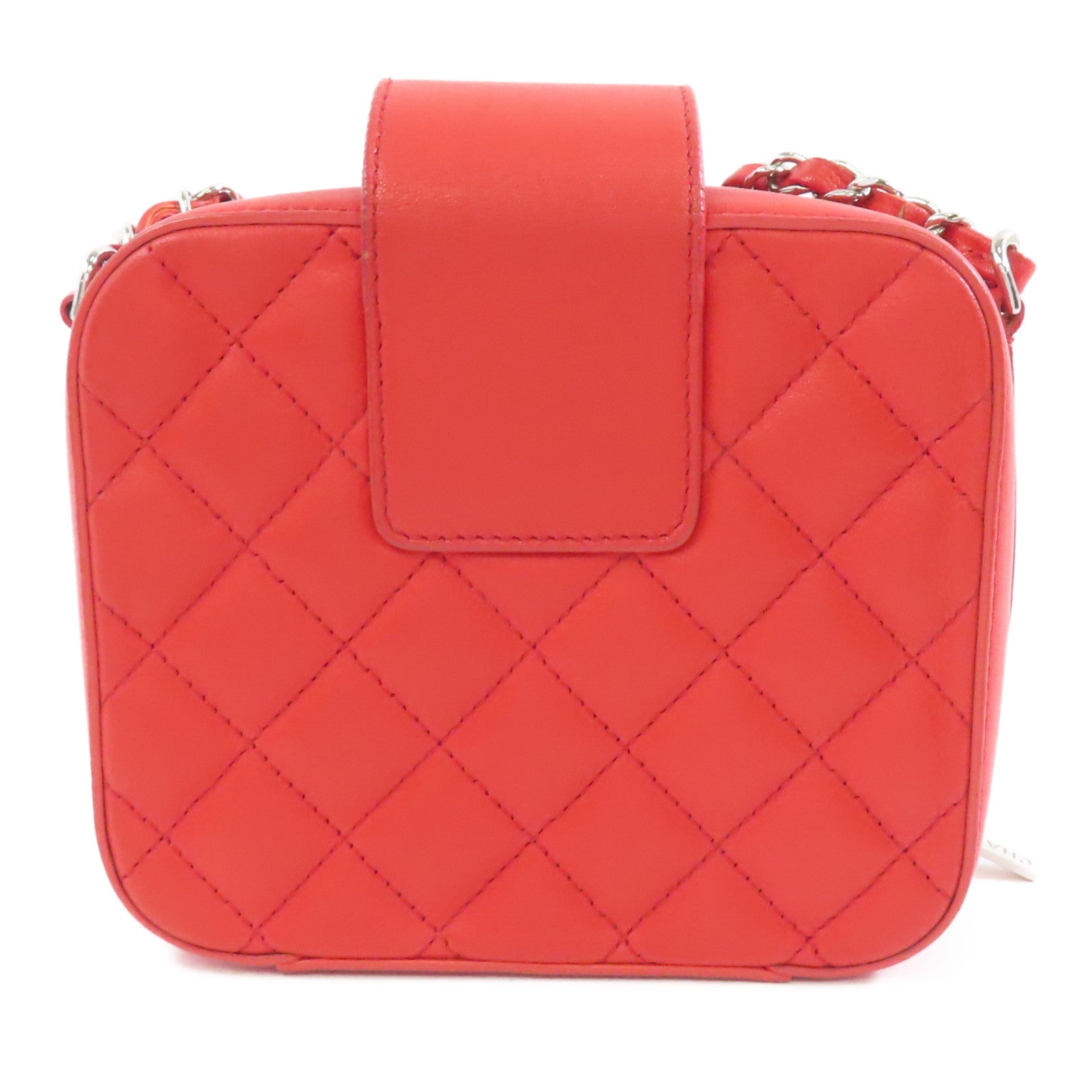 CHANEL (PRICE DOWN) Quilted CC SHW Chain Shoulder Bag Crossbody Calfskin Leather Red