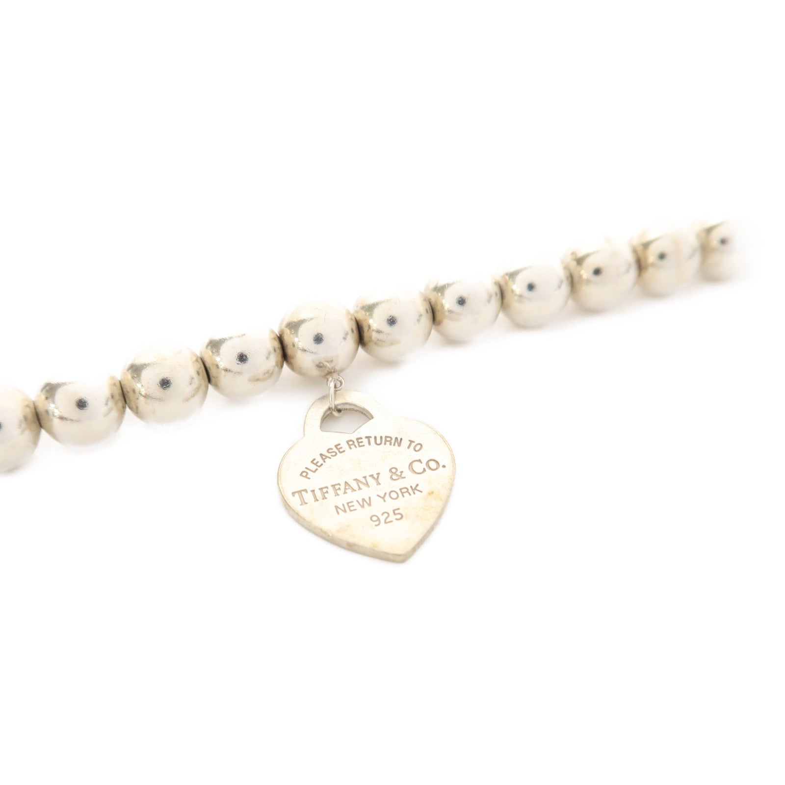 TIFFANY＆CO 925純銀Return to Tiffany Heart Tag Bead Bracelet手鏈