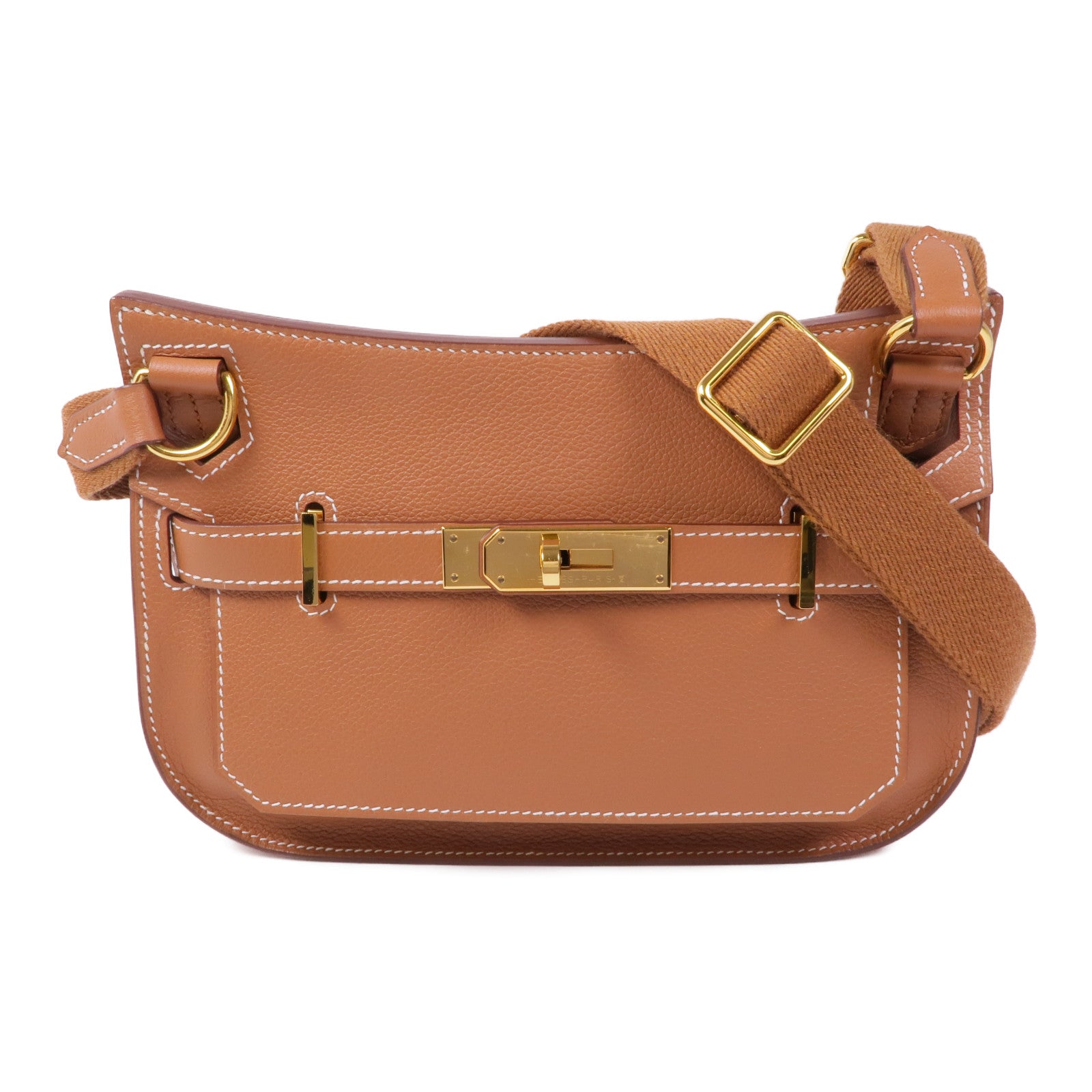 HERMES Evercolor皮革Jypsiere Mini金扣肩背袋37 Gold