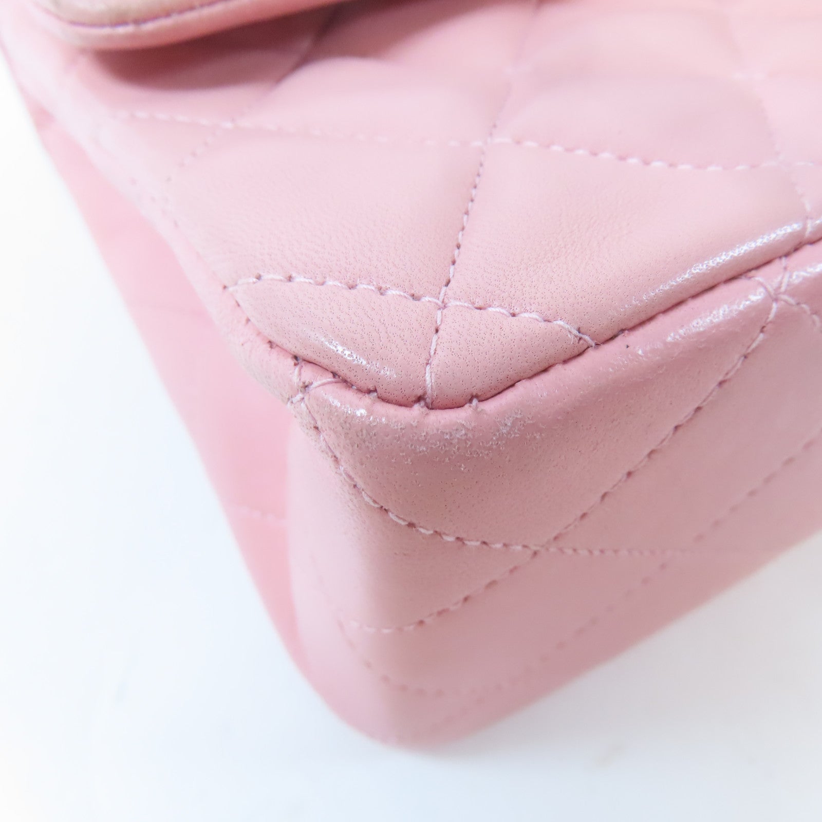 CHANEL 菱格羊皮皮革Chain Shoulder Bag金扣鏈帶肩背袋粉紅色
