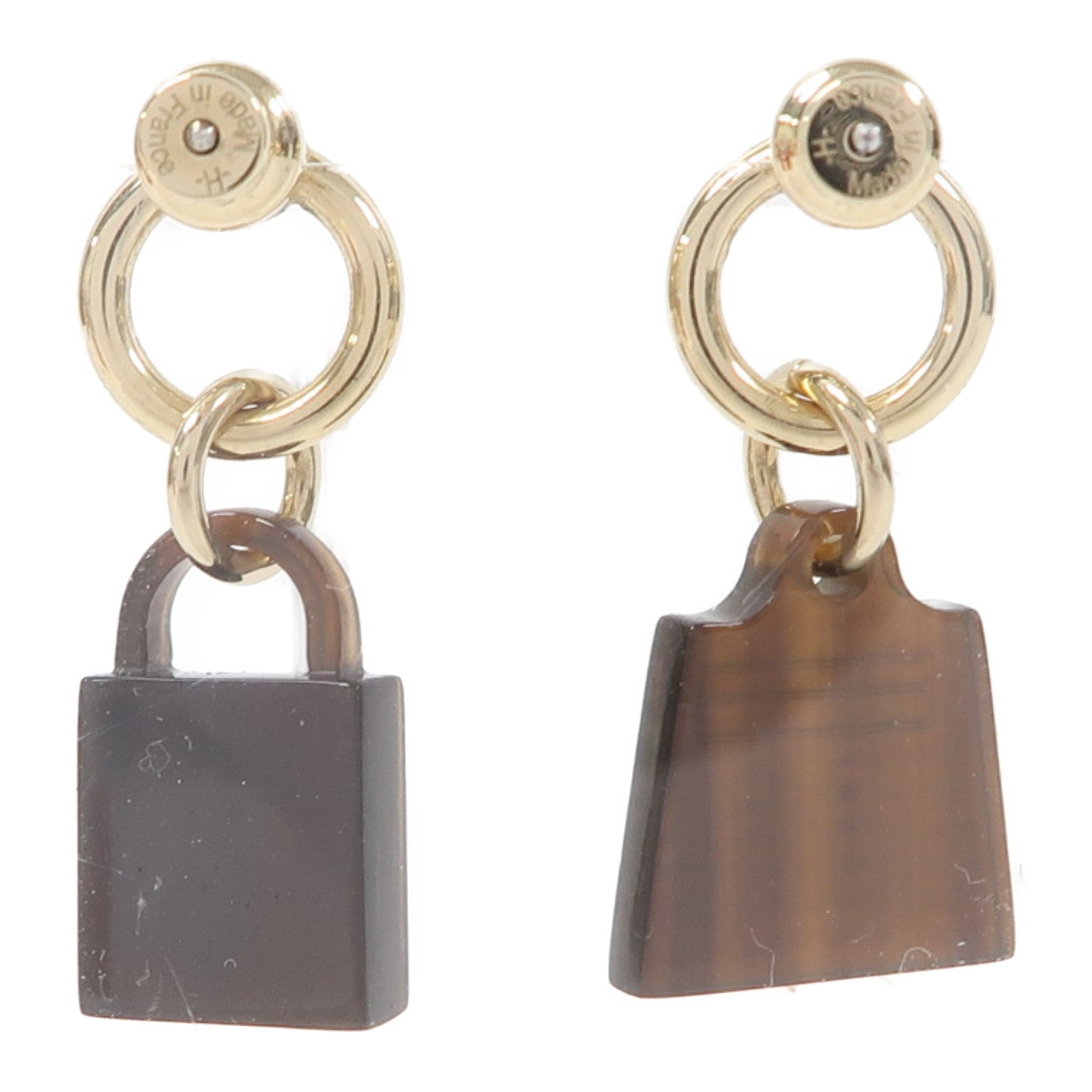 HERMES 水牛角Earrings耳環啡色