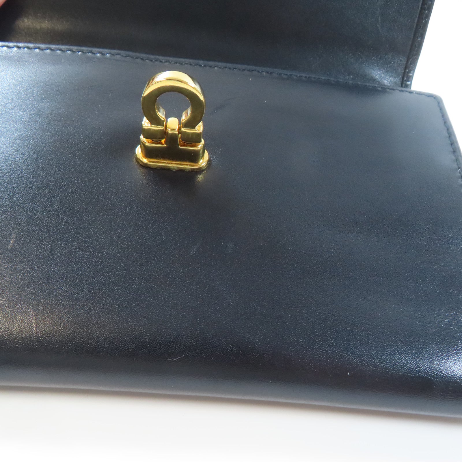 Salvatore Ferragamo 【激減優惠】羊皮皮革Wallet金扣錢包黑色