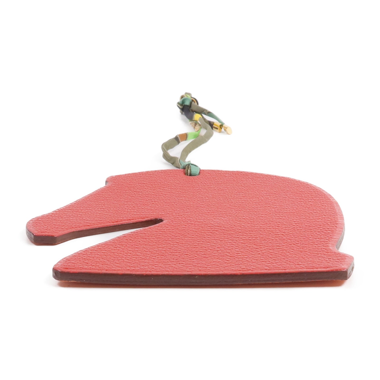 HERMES Chevre皮革Samarcande Horse Charm掛飾Orange/Rouge Casaque